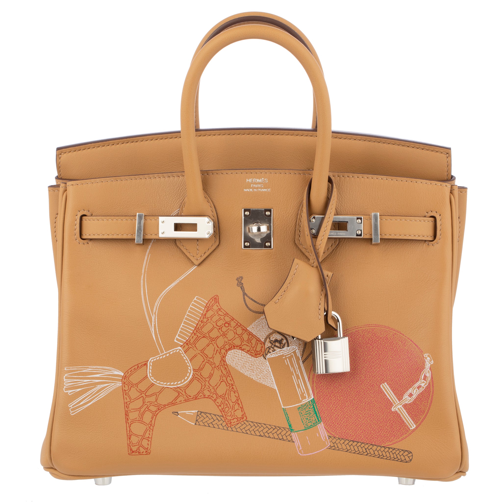 Hermes Birkin 25cm "In and Out" Biscuit Swift Leather Palladium Hardware