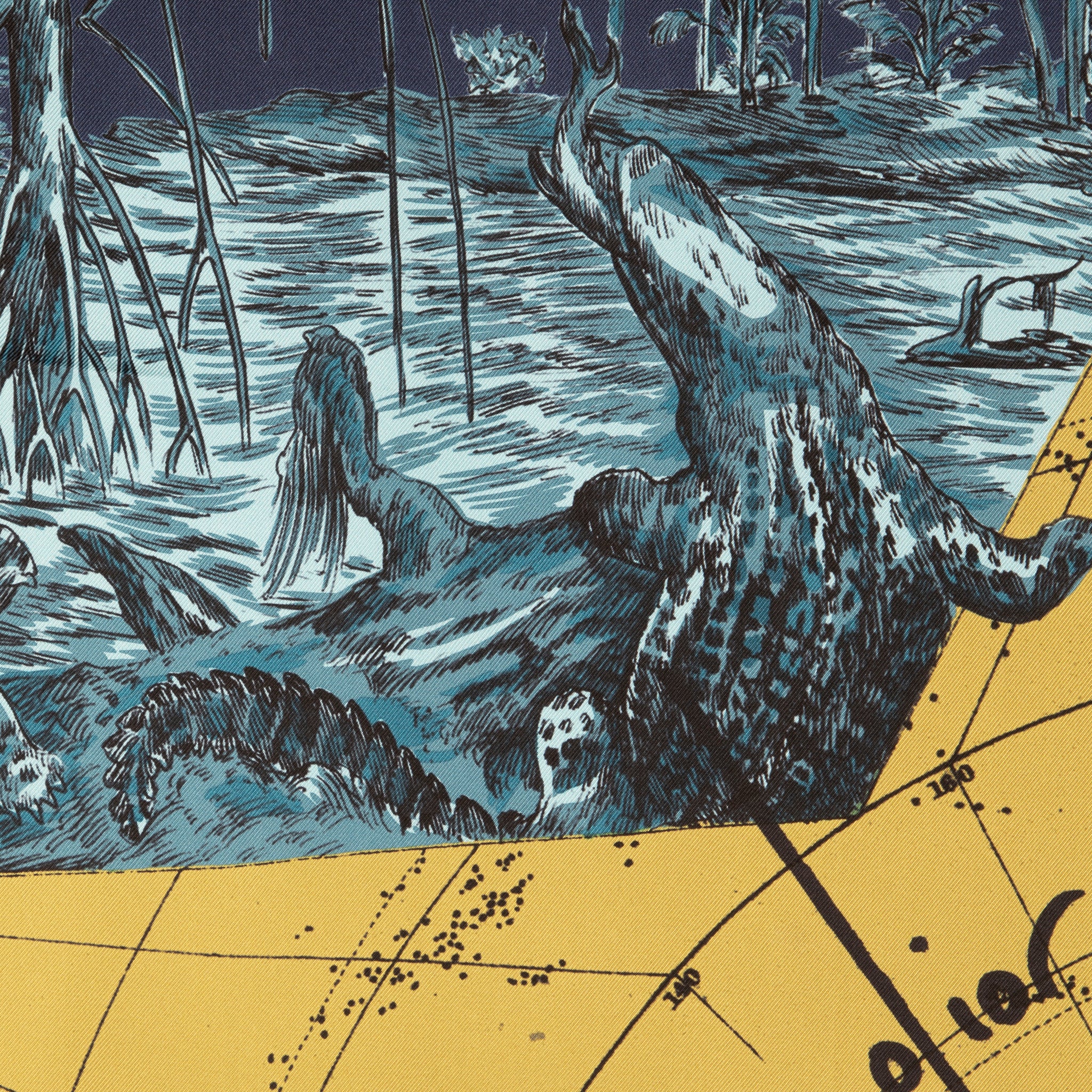 Christian Dior 90cm Around The World Green Silk Scarf