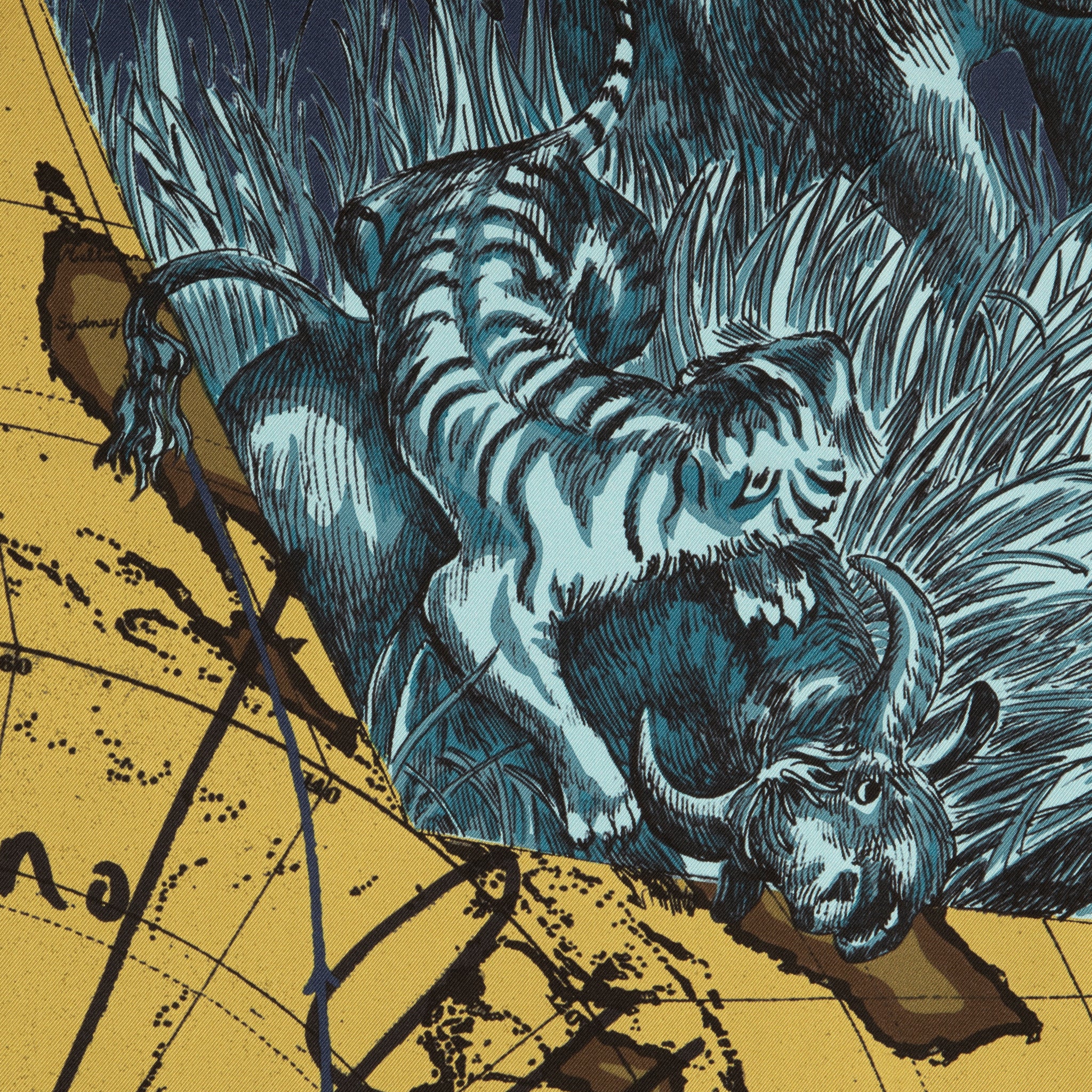 Christian Dior 90cm Around The World Green Silk Scarf