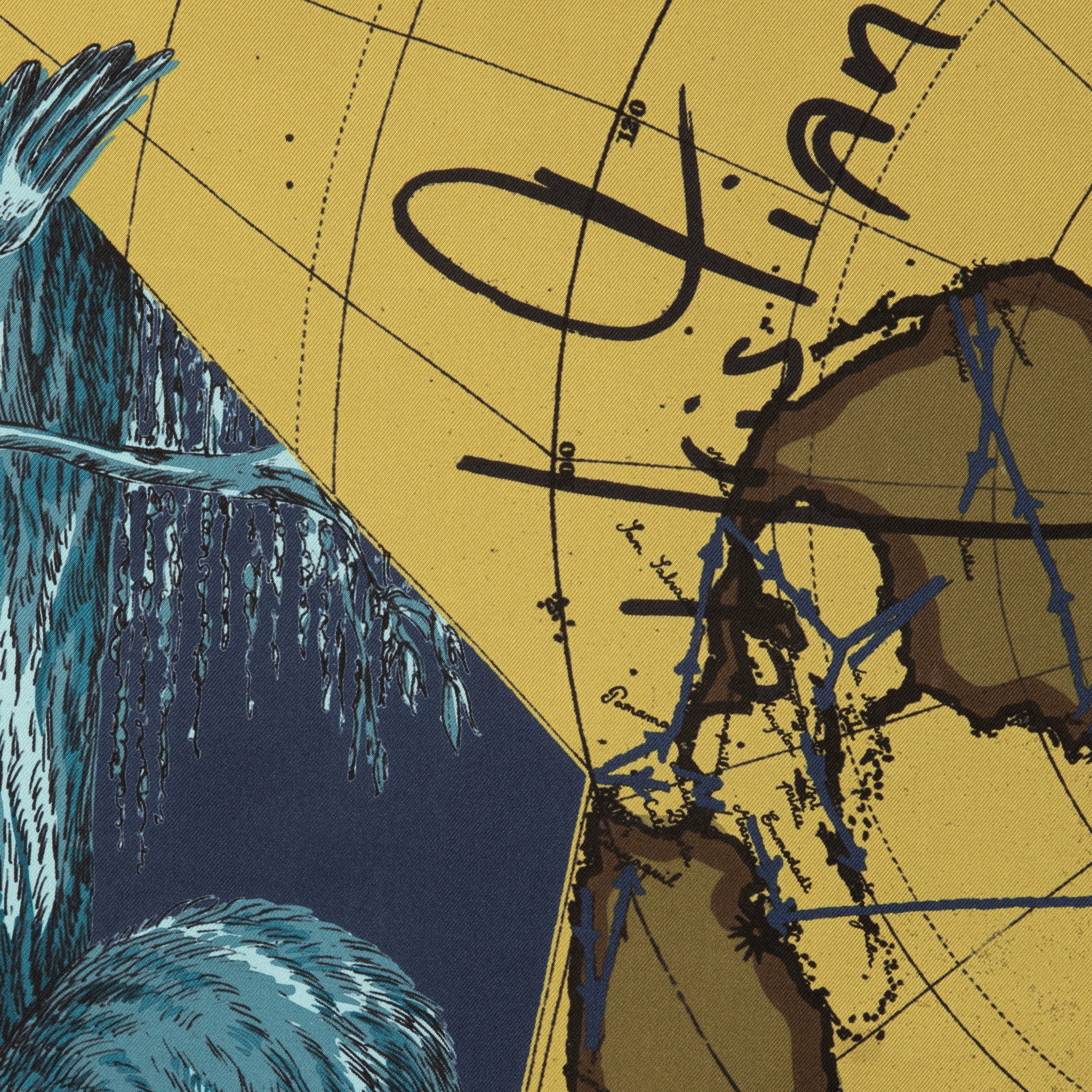 Christian Dior 90cm Around The World Green Silk Scarf