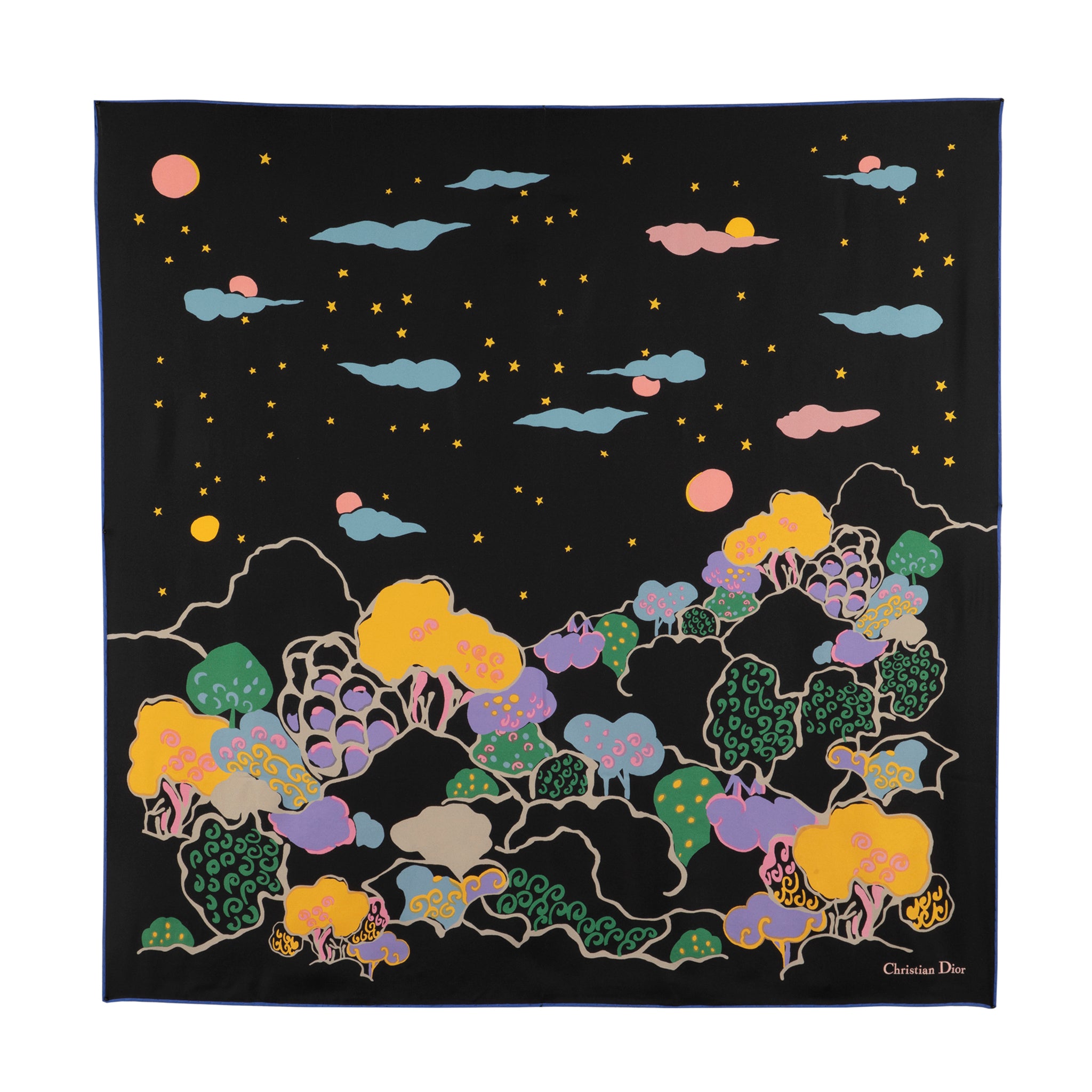 Christian Dior Reversible 90cm Ciel de Reve Silk Scarf