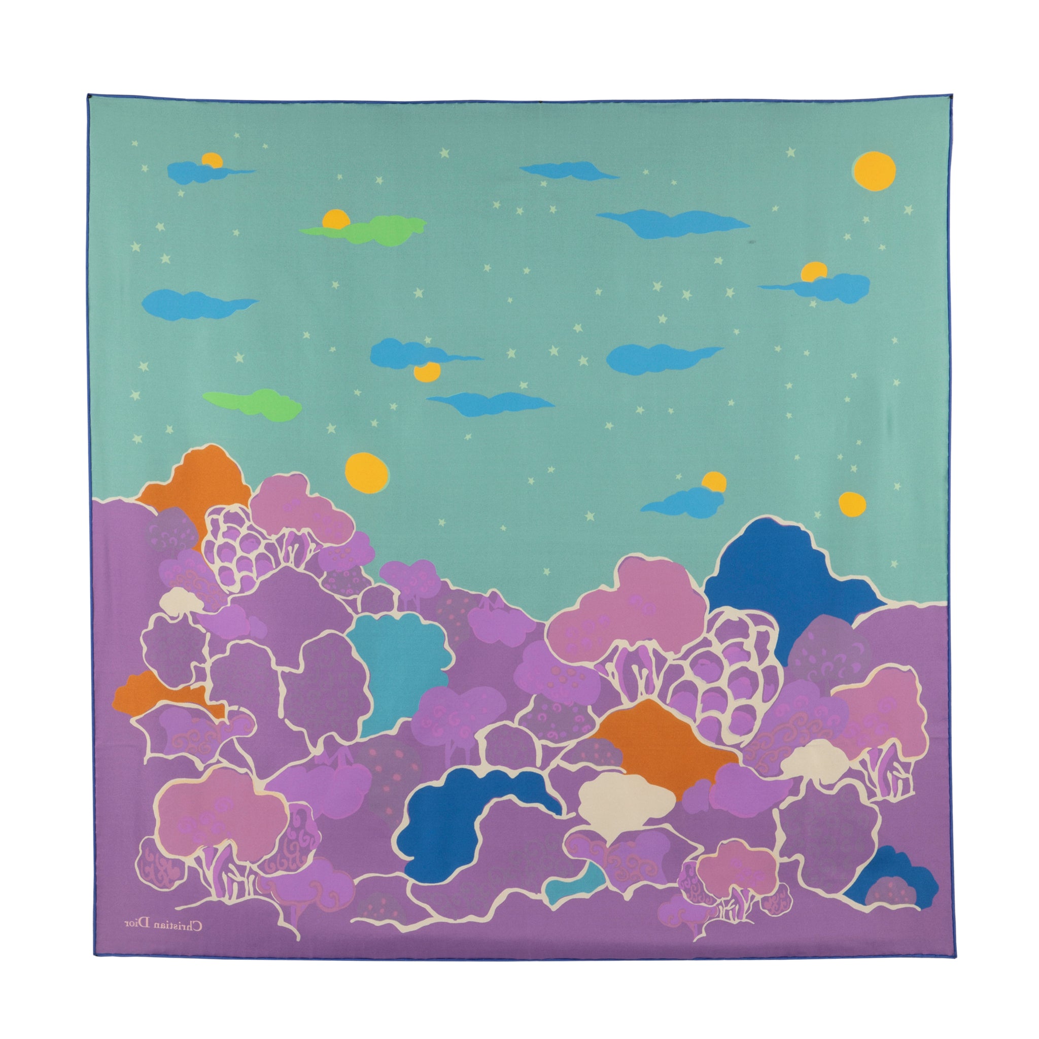 Christian Dior Reversible 90cm Ciel de Reve Silk Scarf