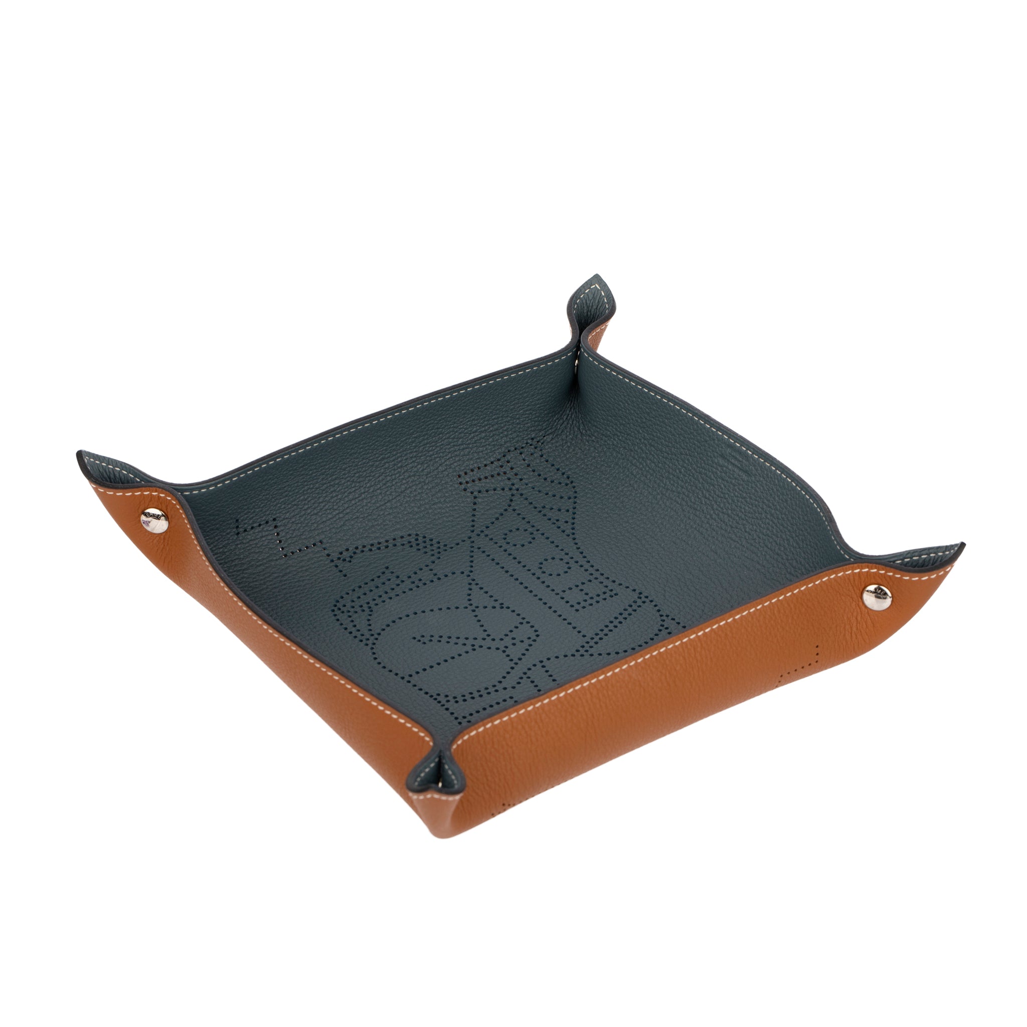 Hermes Mises Et Relances Quadridge Charge Tray Kraft & Bleu Regate