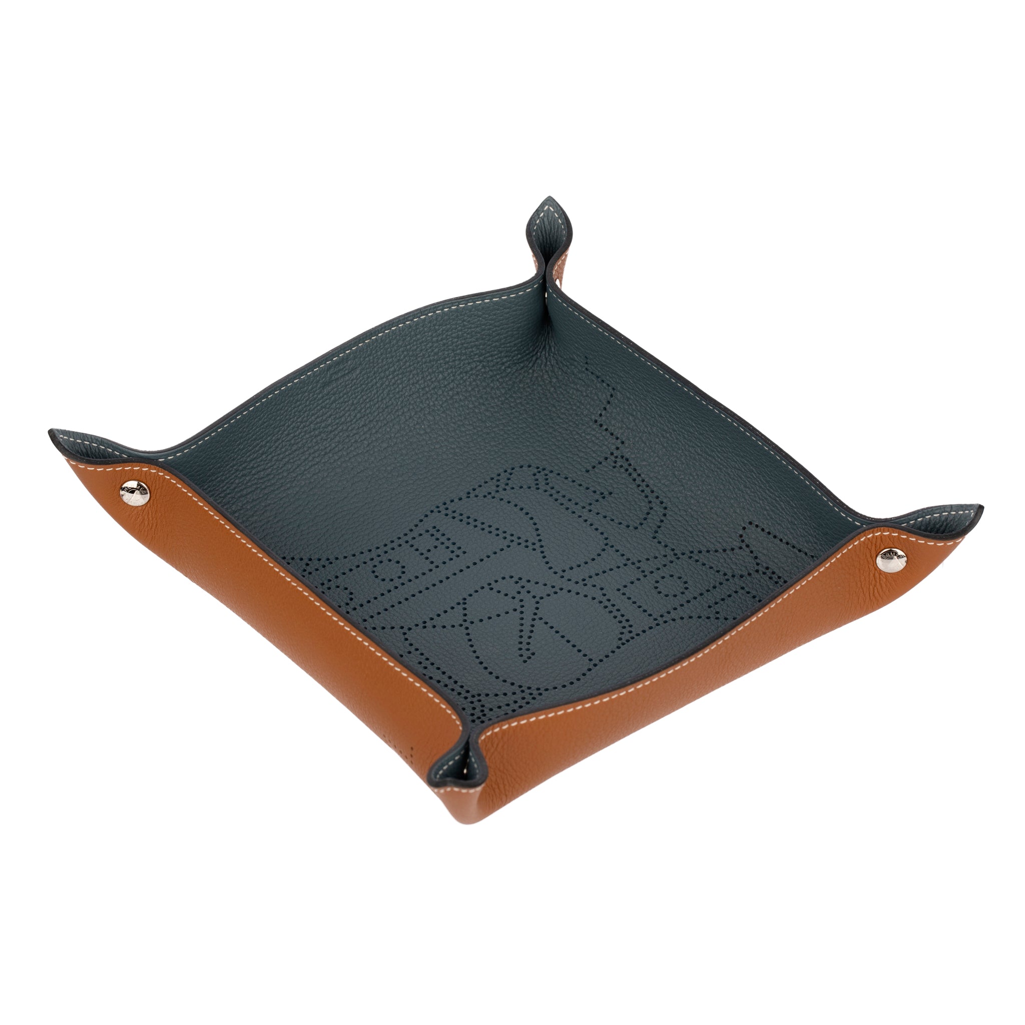 Hermes Mises Et Relances Quadridge Charge Tray Kraft & Bleu Regate