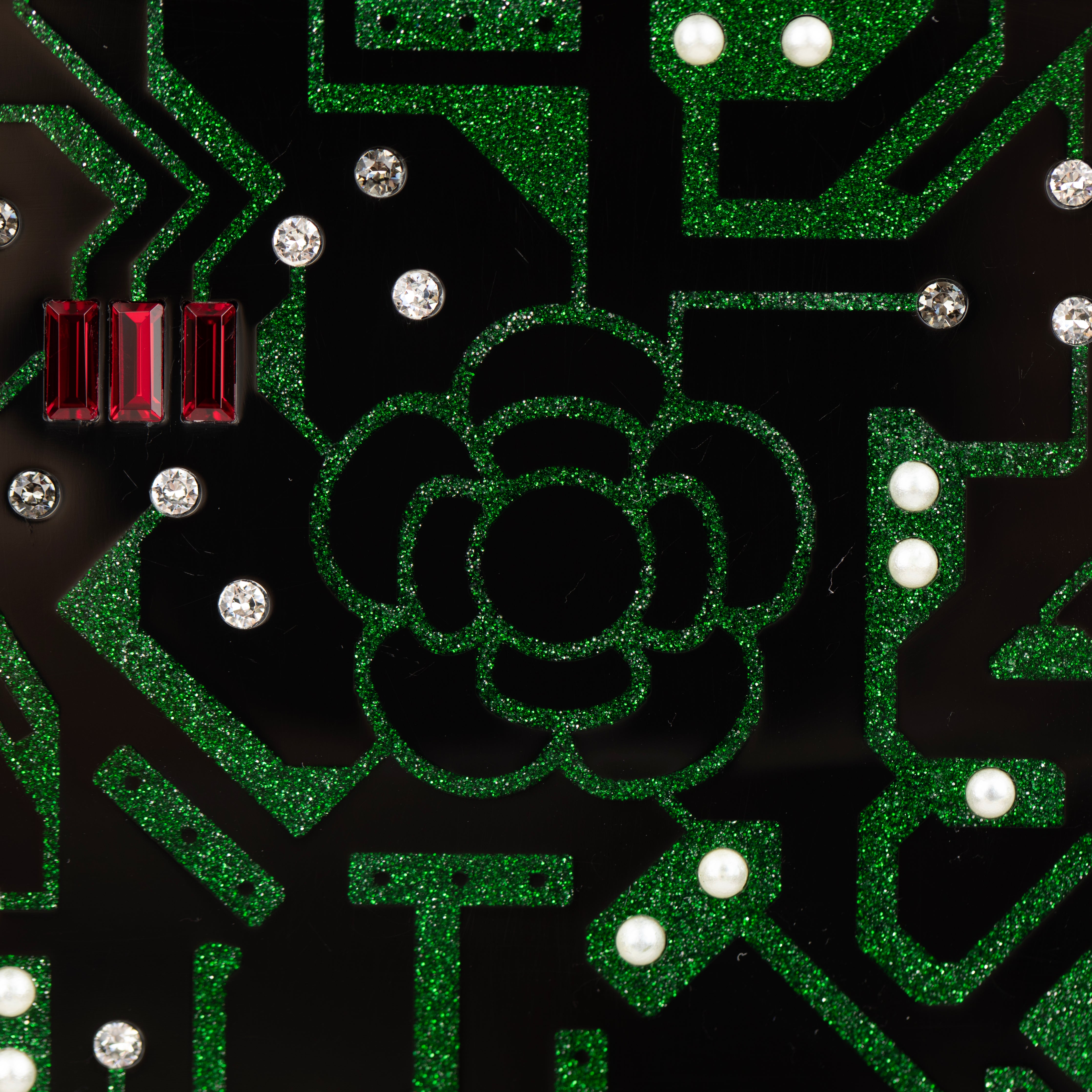 Chanel Minaudière Green Limited Edition Robot Silver-Tone Hardware