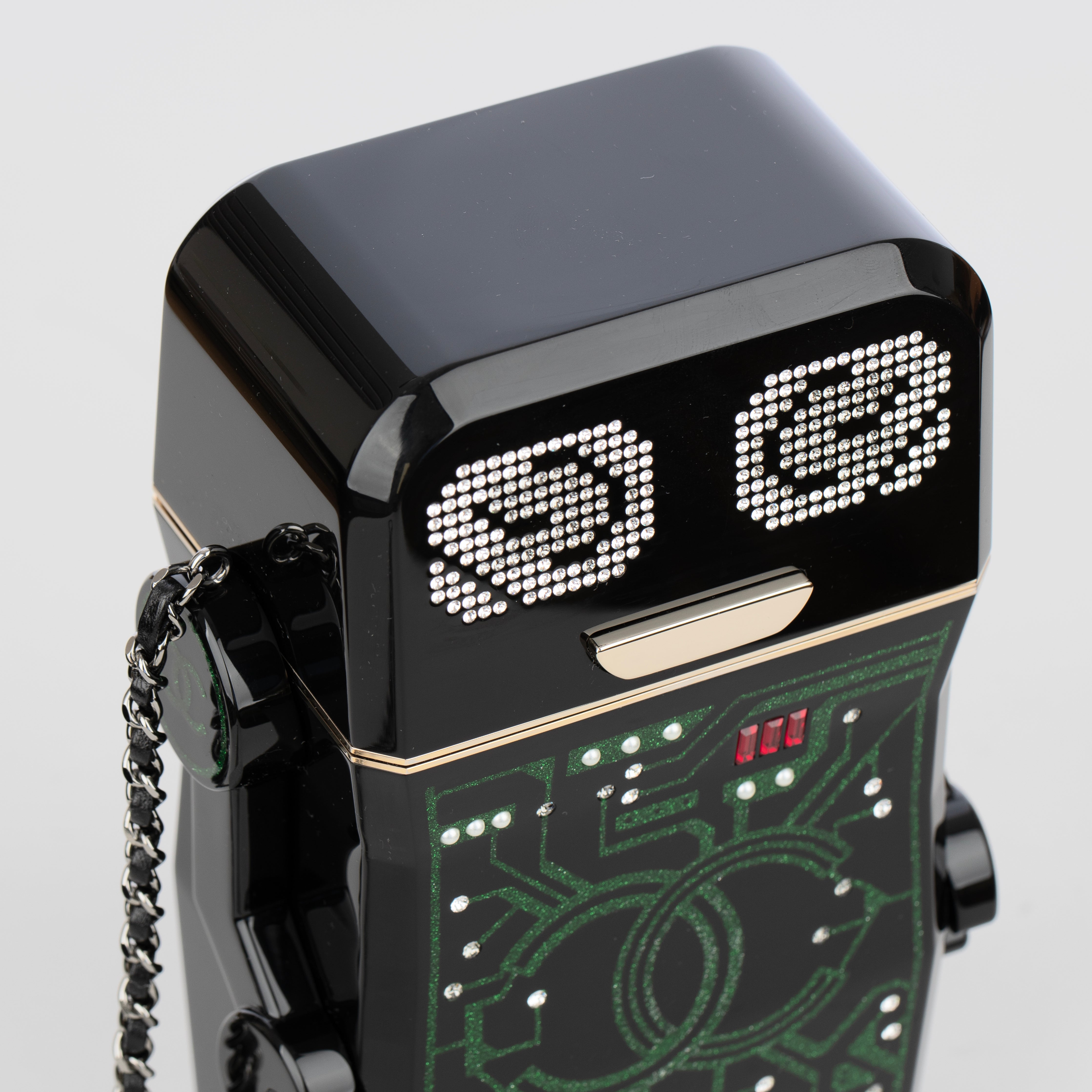 Chanel Minaudière Green Limited Edition Robot Silver-Tone Hardware