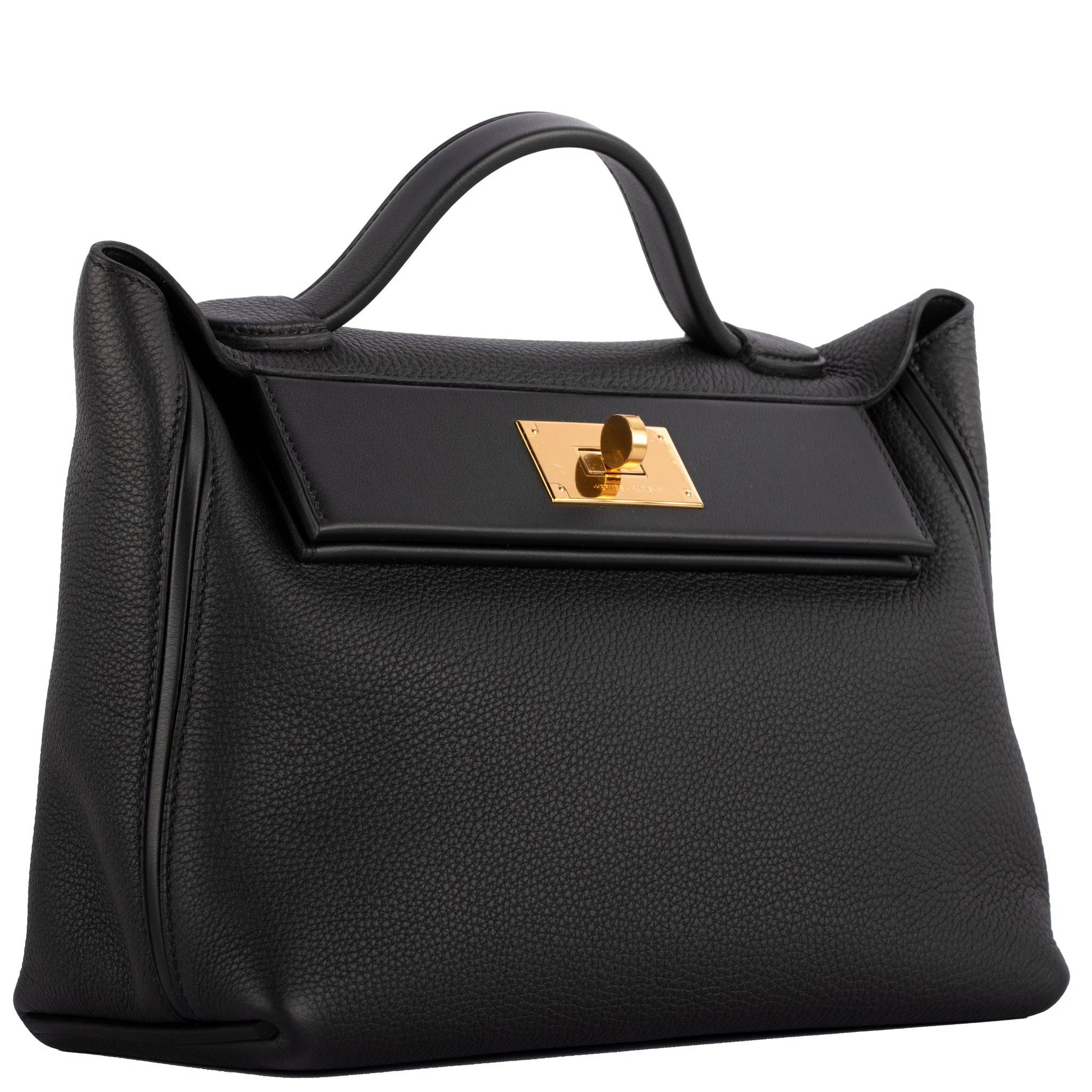 HERMES 24/24 29CM BLACK TOGO & SWIFT LEATHER GOLD HARDWARE - On Repeat