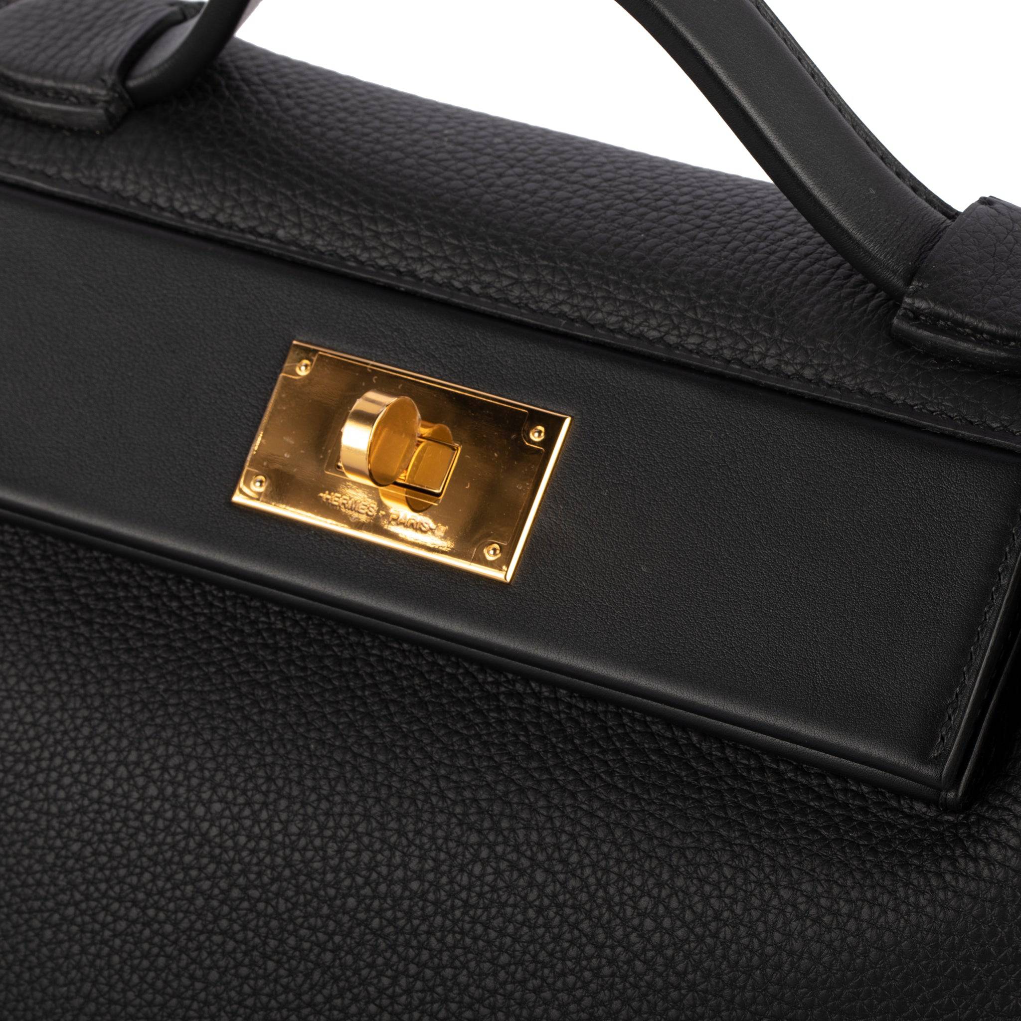 HERMES 24/24 29CM BLACK TOGO & SWIFT LEATHER GOLD HARDWARE - On Repeat