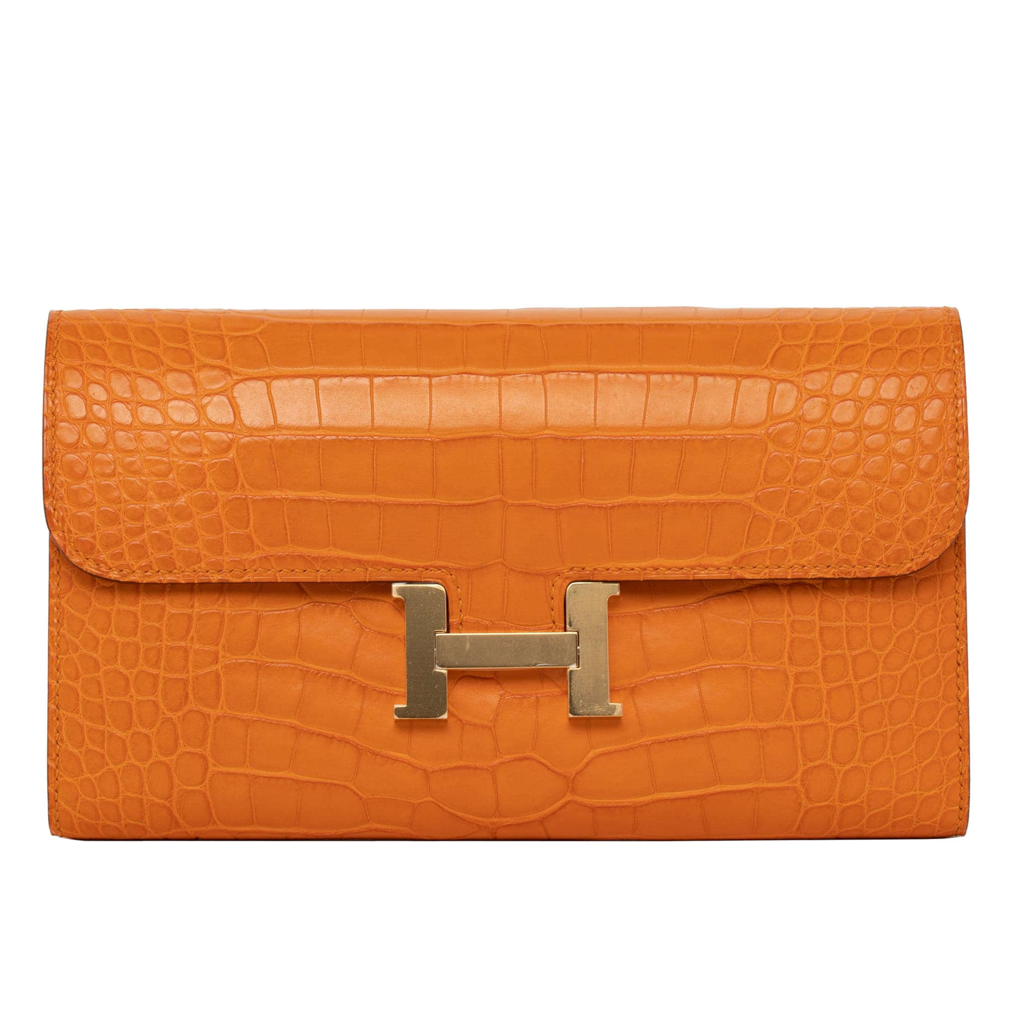 HERMES CONSTANCE WALLET ABRICOT MATTE ALLIGATOR GOLD HARDWARE - On Repeat