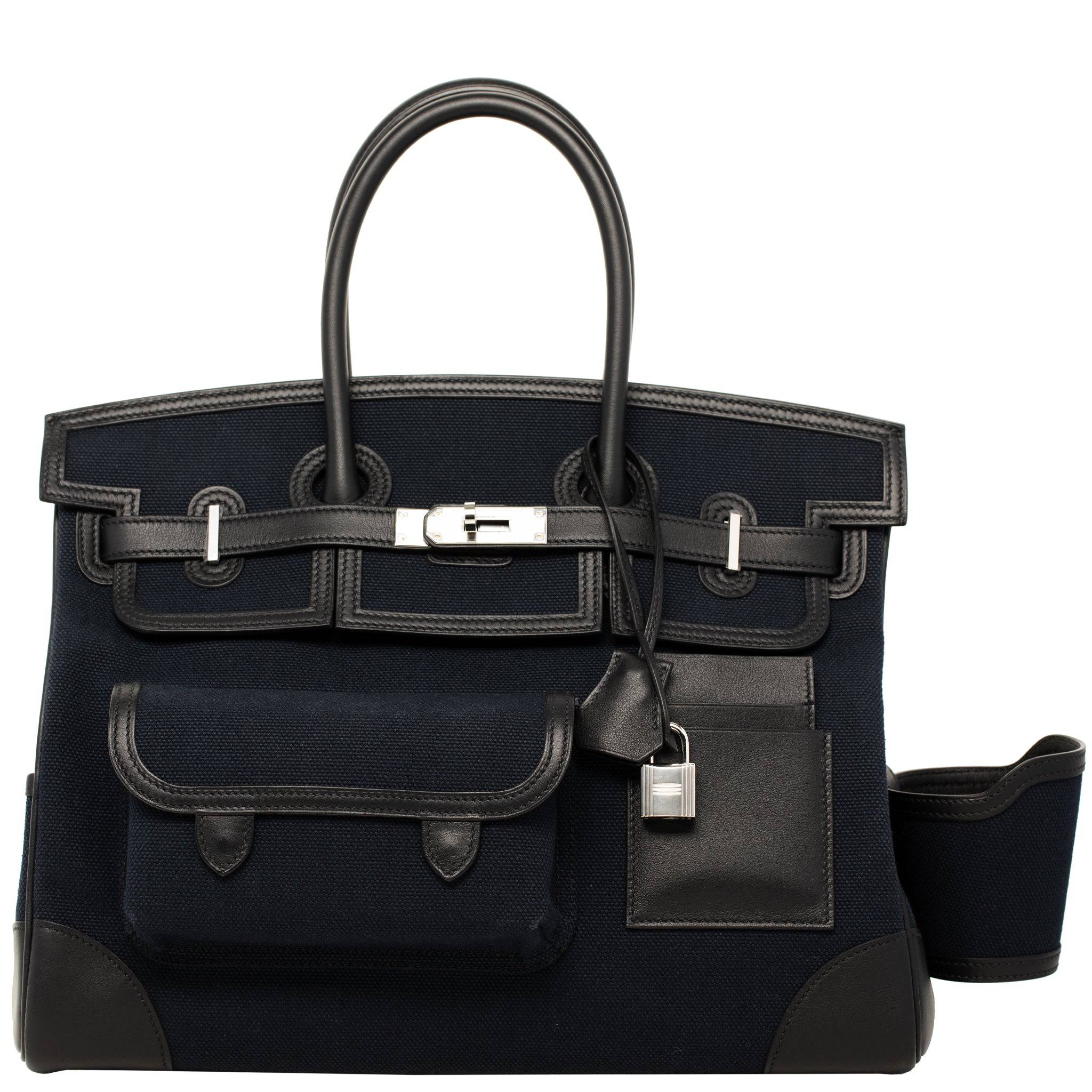 HERMES BIRKIN CARGO 35CM BLUE SAPHIR CANVAS & SWIFT LEATHER PALLADIUM  HARDWARE - On Repeat