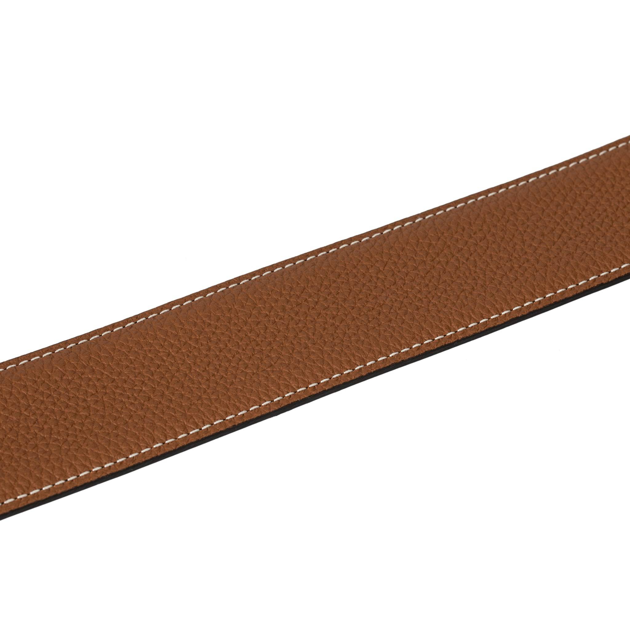 HERMES REVERSIBLE BELT BLACK AND GOLD BRUSHED PERMABRASS BUCKLE 90CM - On Repeat