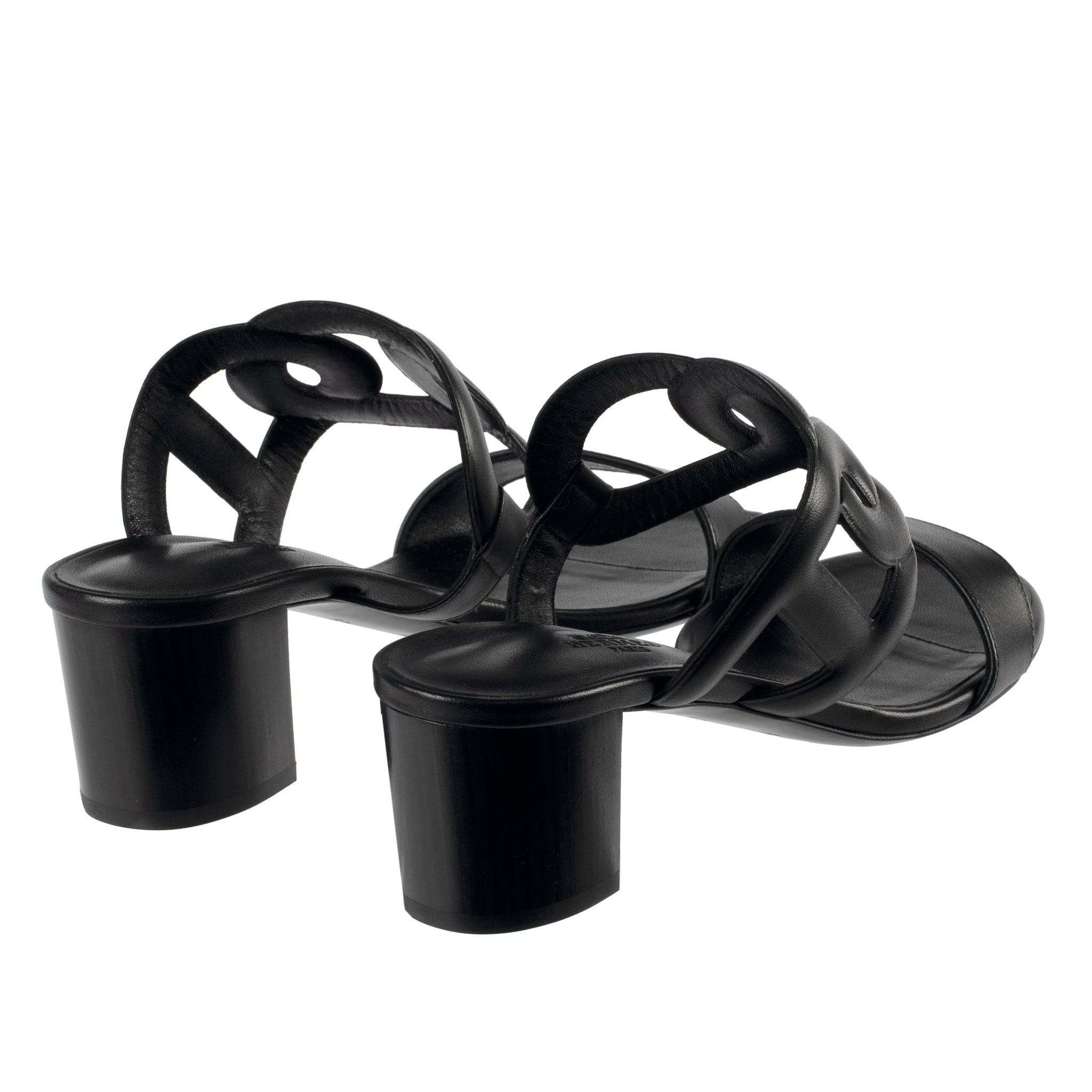 HERMES BIKINI SANDAL BLACK SMOOTH LEATHER 38 FR - On Repeat