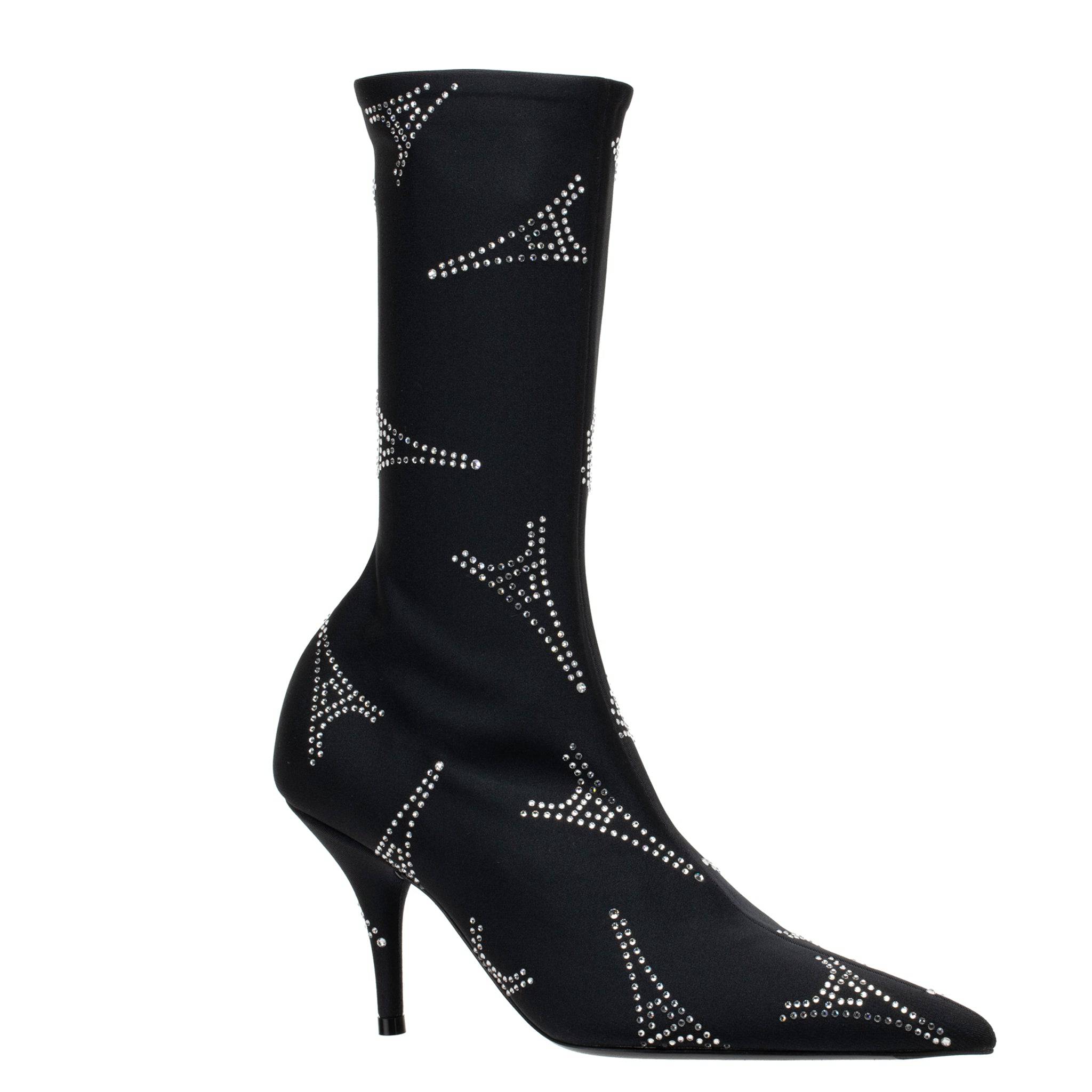 BALENCIAGA EIFFEL TOWER CRYSTAL STRETCH KNIT KNIFE BOOT BLACK 35 FR - On Repeat