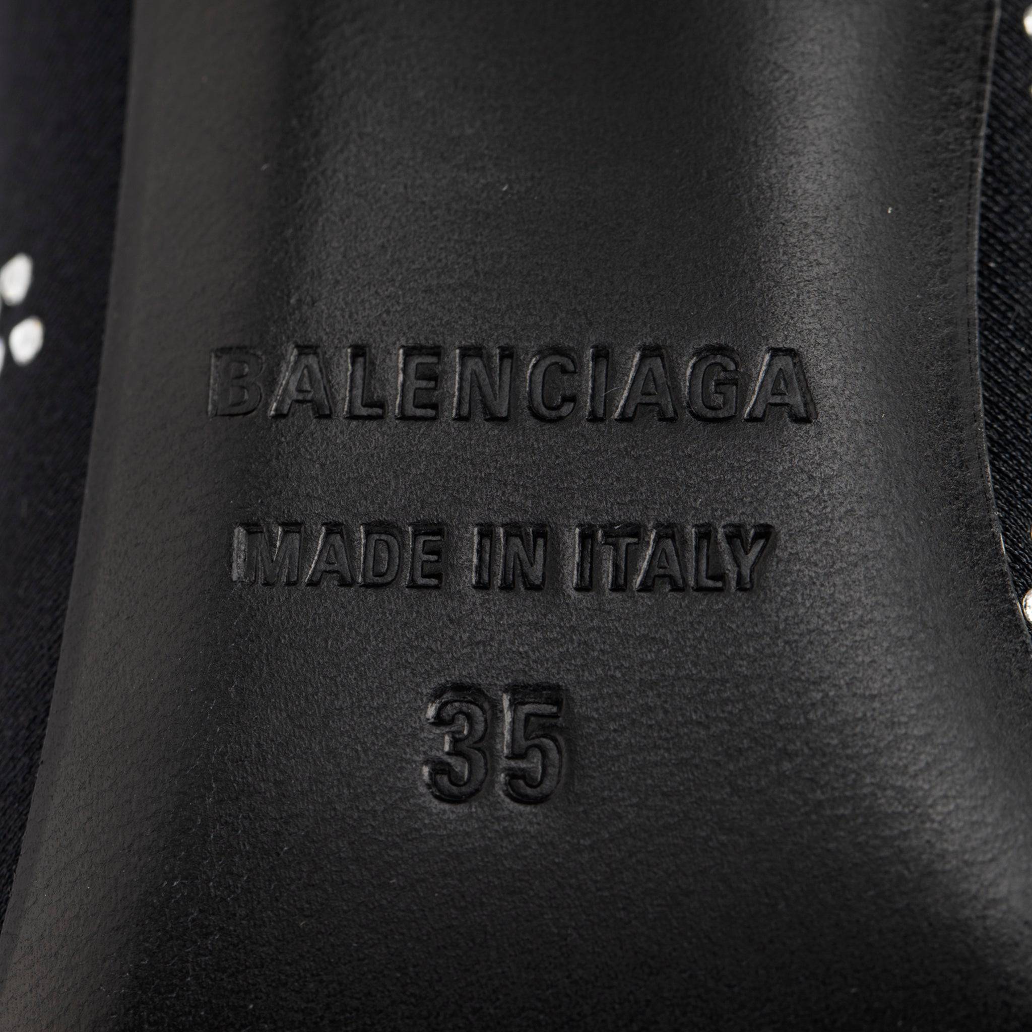 BALENCIAGA EIFFEL TOWER CRYSTAL STRETCH KNIT KNIFE BOOT BLACK 35 FR - On Repeat