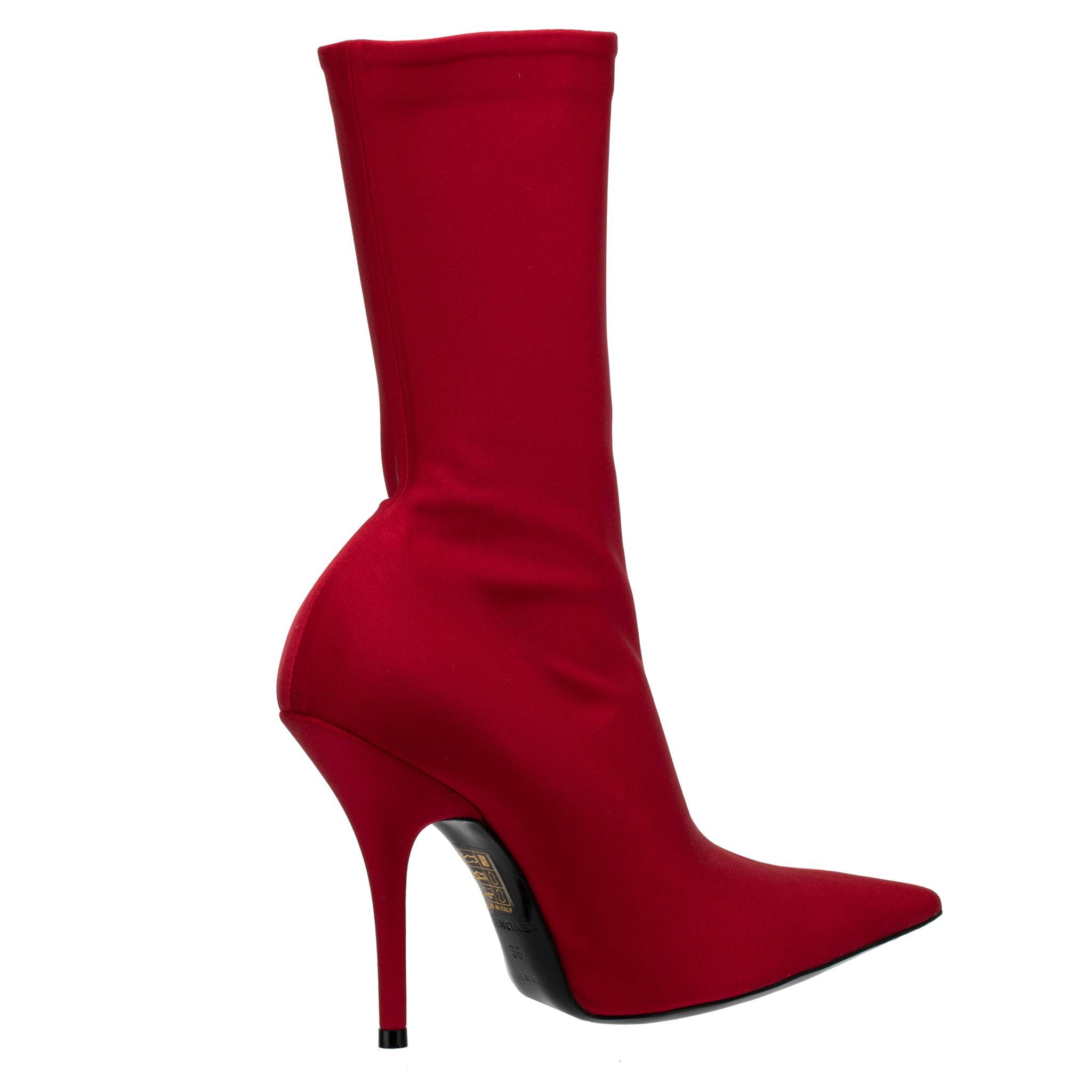 BALENCIAGA STRETCH KNIT KNIFE BOOT RED - On Repeat