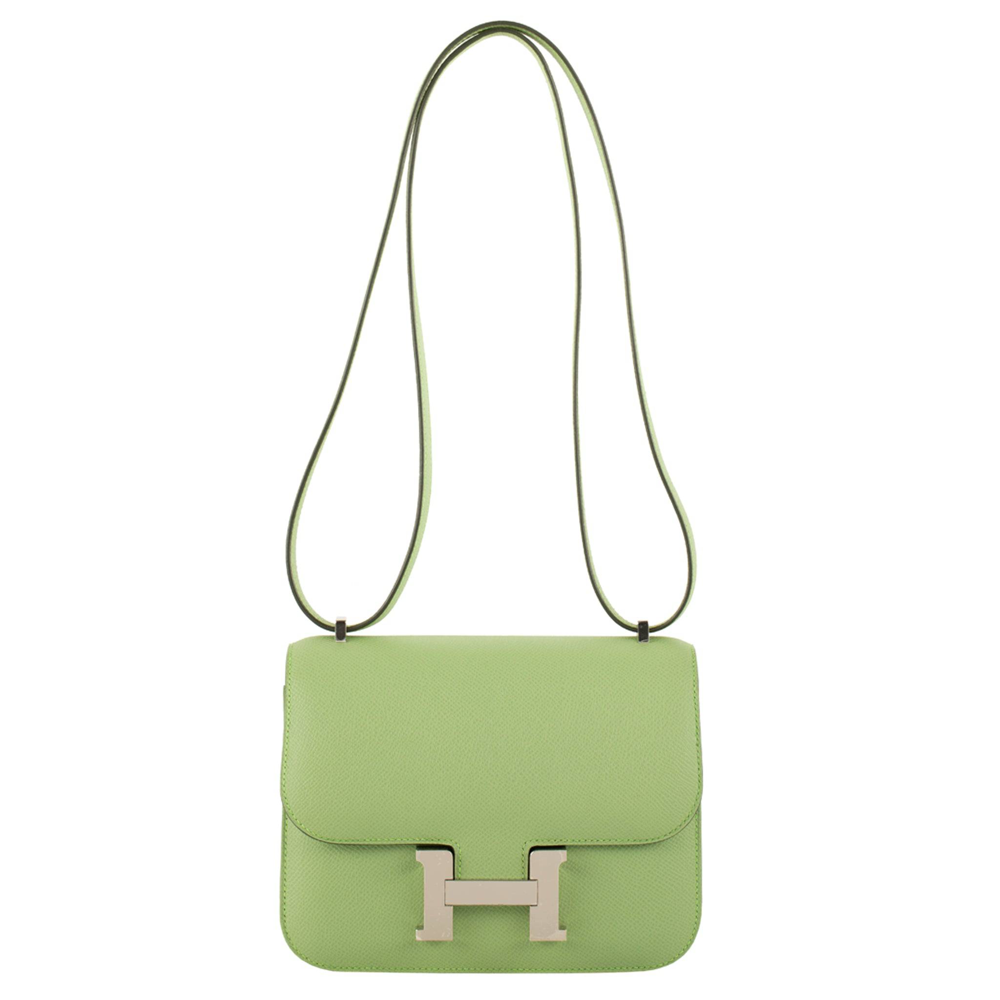 HERMES CONSTANCE 18CM VERT CRIQUET EPSOM LEATHER PALLADIUM HARDWARE - On Repeat