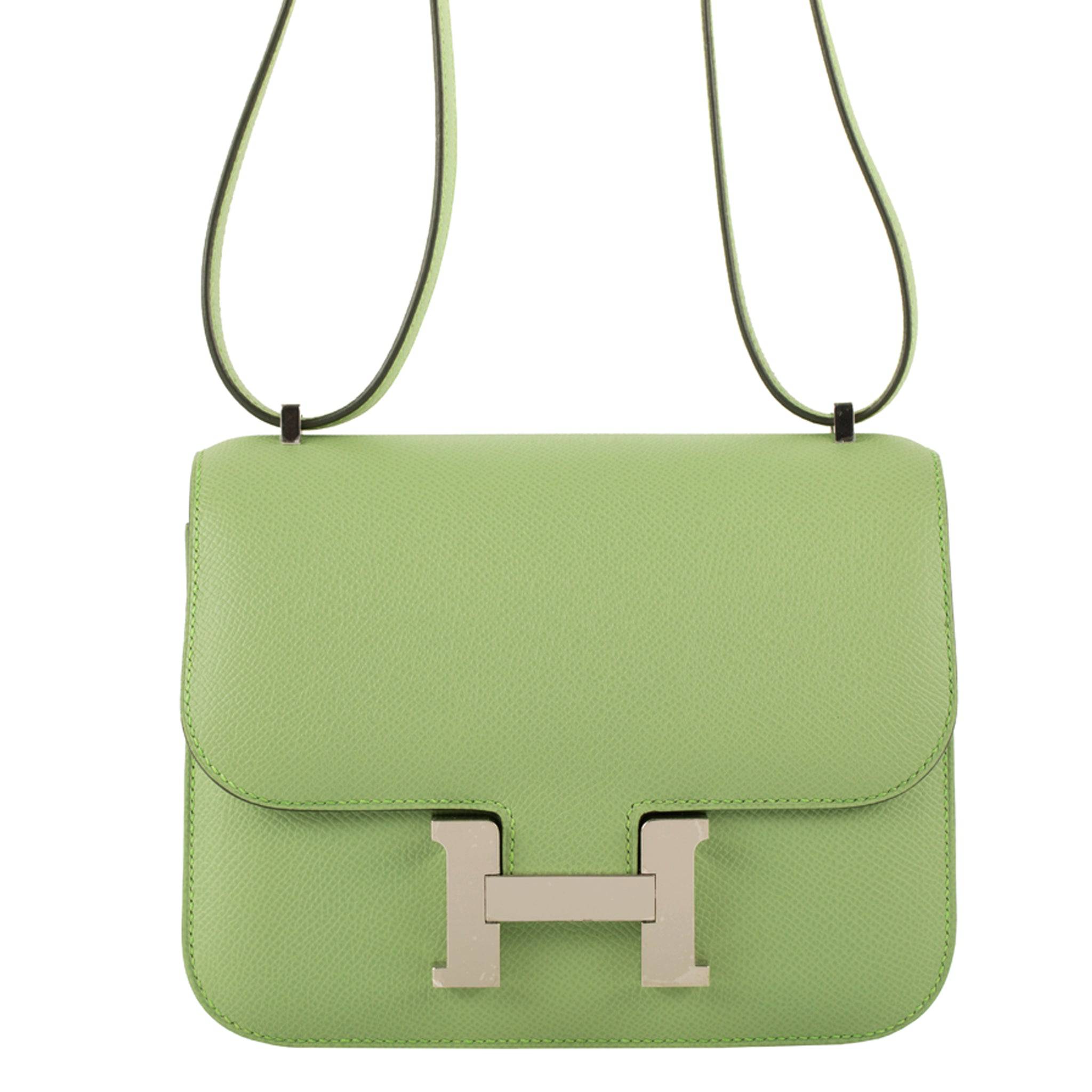 HERMES CONSTANCE 18CM VERT CRIQUET EPSOM LEATHER PALLADIUM HARDWARE - On Repeat
