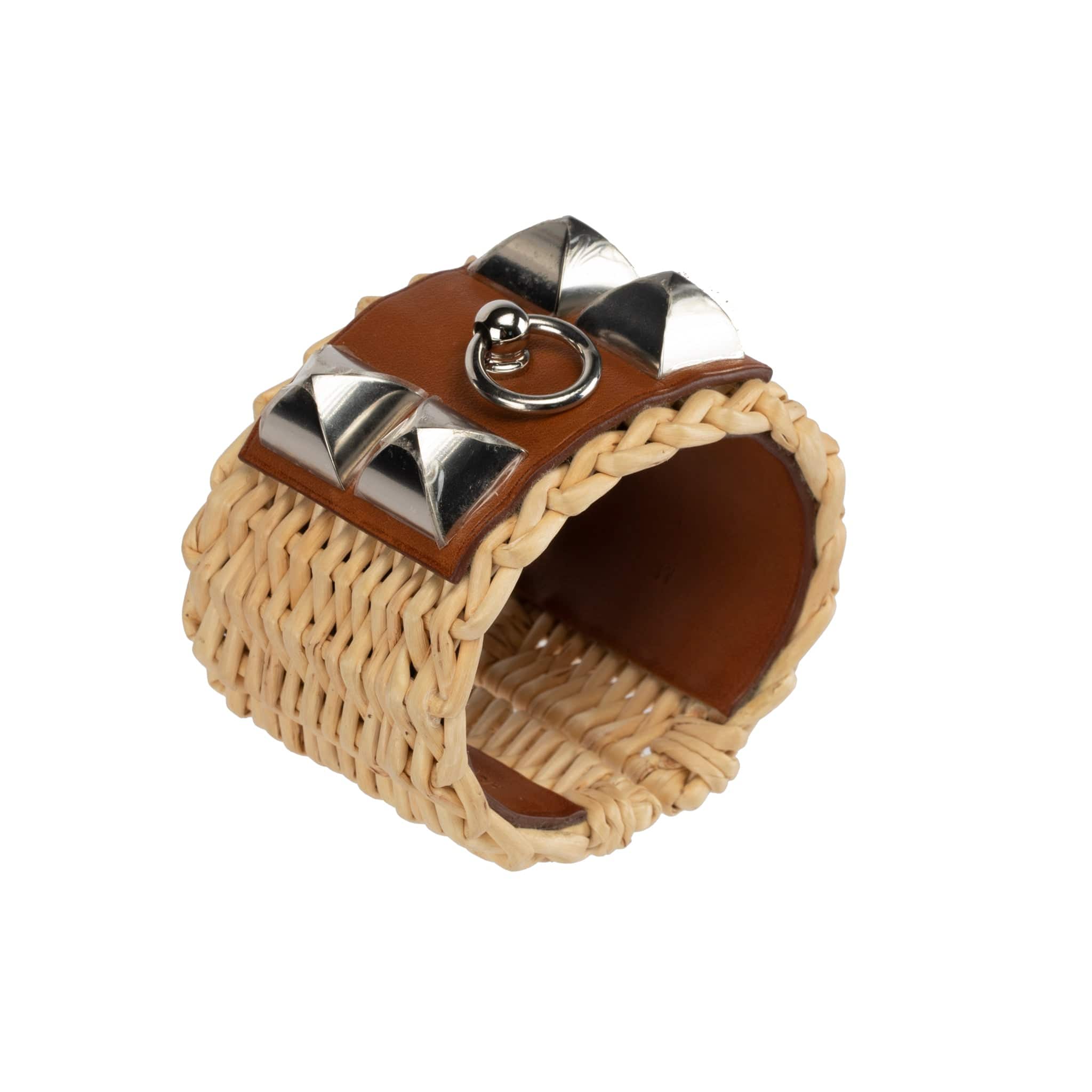 HERMES COLLIER DE CHIEN WICKER & BARENIA LEATHER PALLADIUM HARDWARE - On Repeat