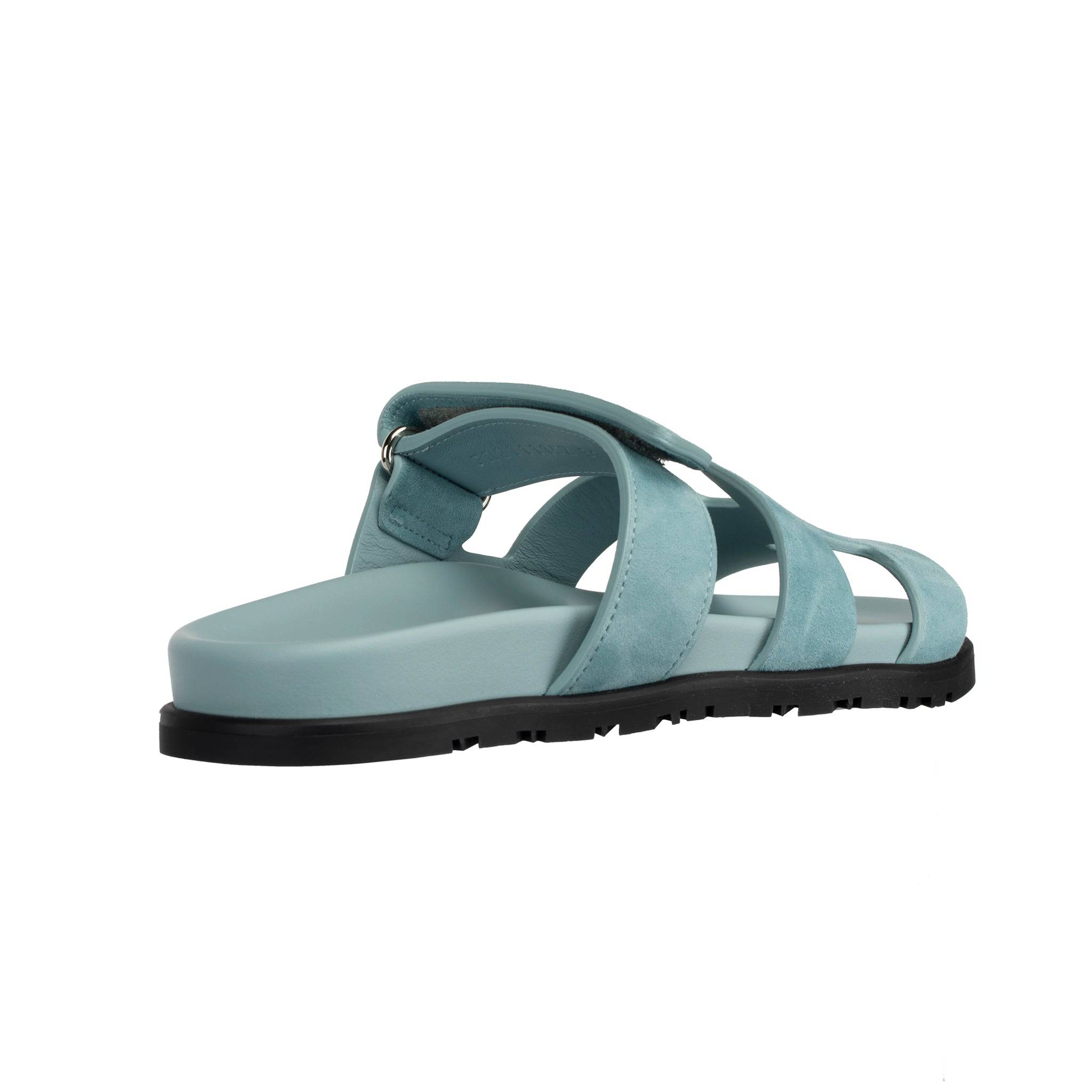 HERMES CHYPRE SANDAL VERT D'EAU SUEDE PALLADIUM HARDWARE 38 FR - On Repeat