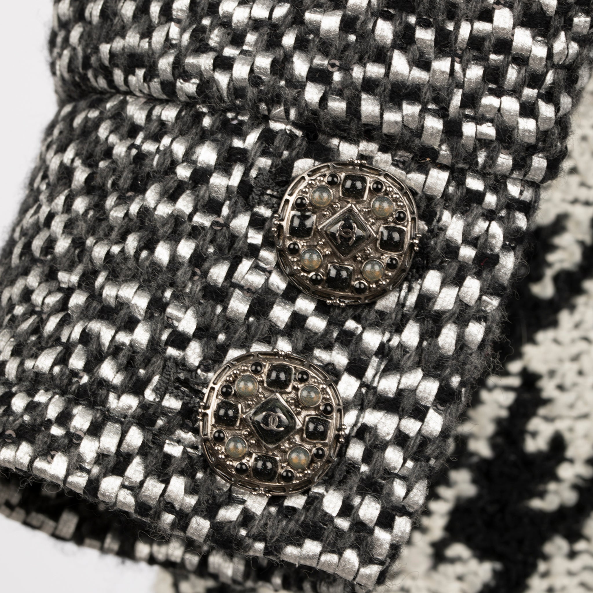 Chanel Black & White Oversized Houndstooth Coat With Hood 38 Fr - On Repeat