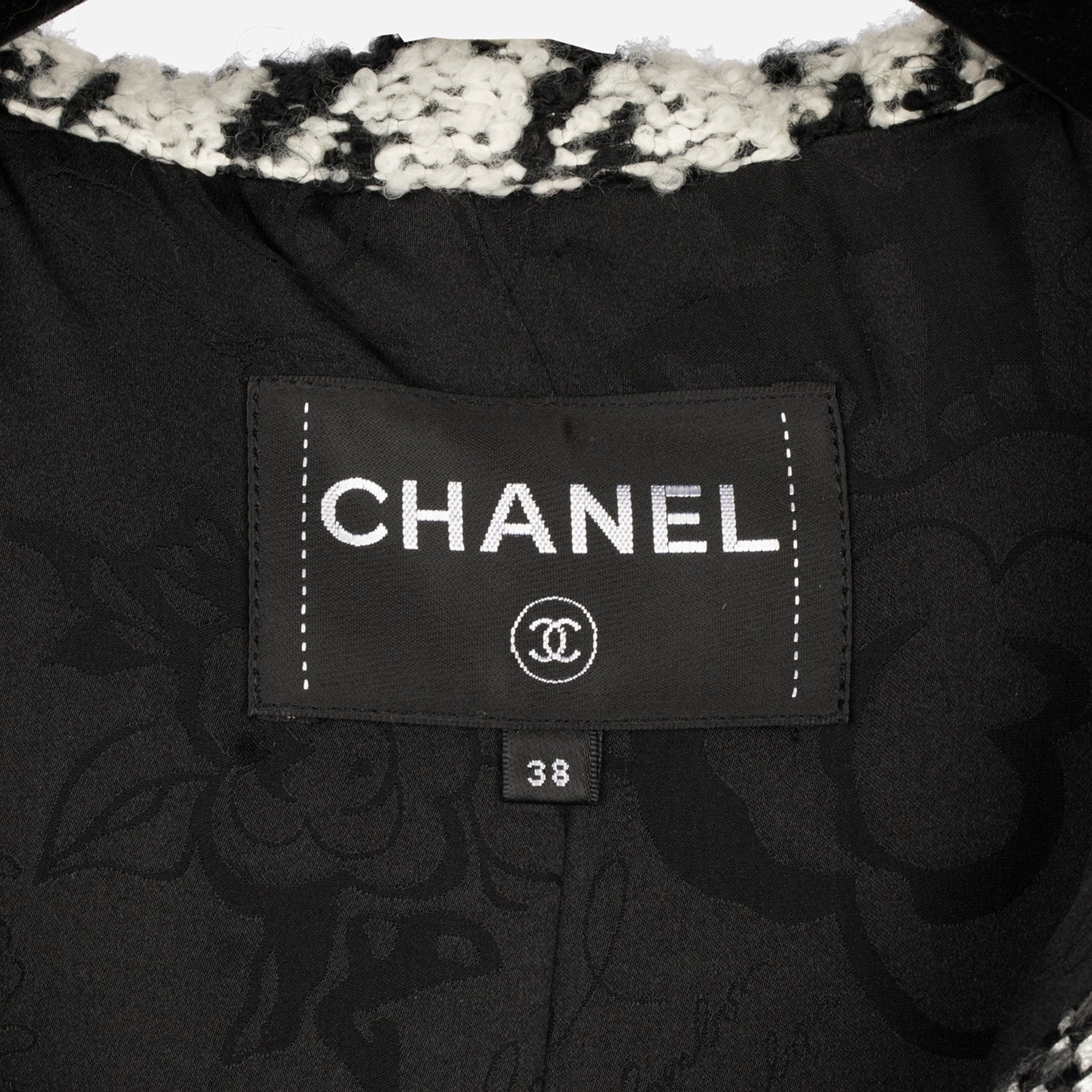 Chanel Black & White Oversized Houndstooth Coat With Hood 38 Fr - On Repeat