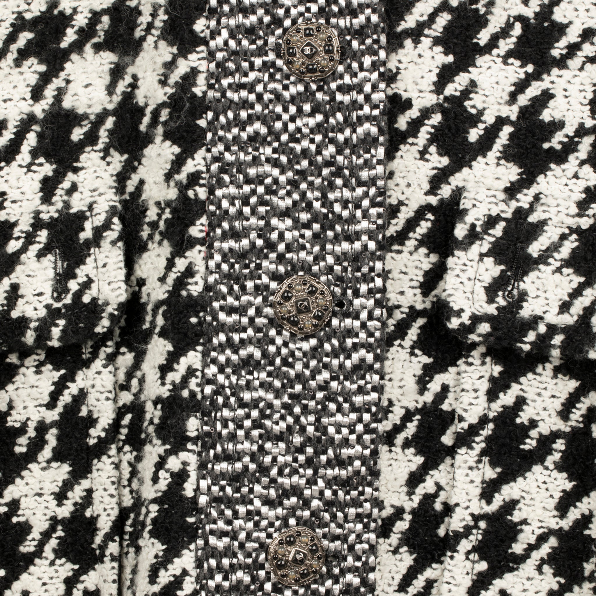 Chanel Black & White Oversized Houndstooth Coat With Hood 38 Fr - On Repeat