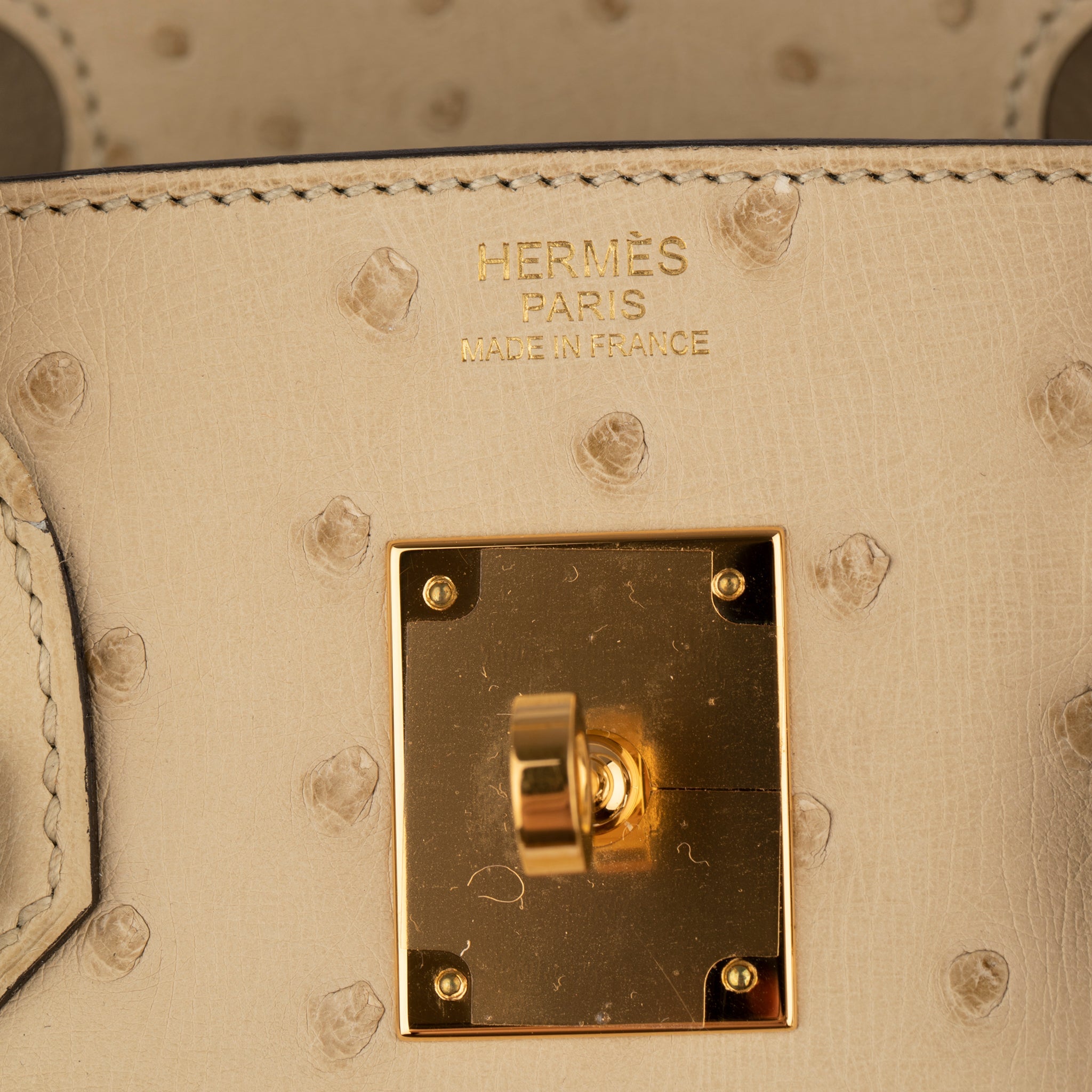 HERMES 30CM BIRKIN PARCHEMIN OSTRICH LEATHER GOLD HARDWARE - On Repeat