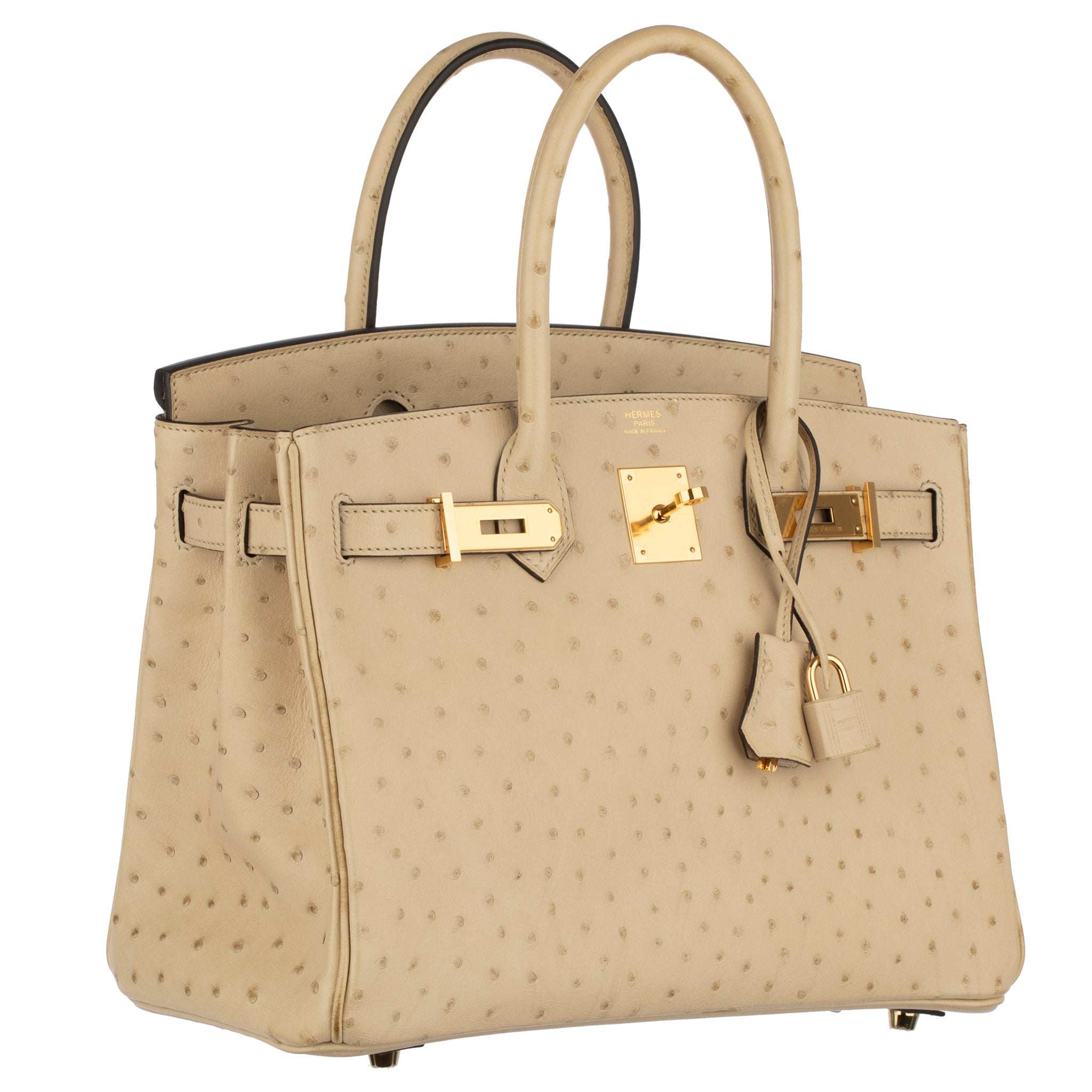 HERMES 30CM BIRKIN PARCHEMIN OSTRICH LEATHER GOLD HARDWARE - On Repeat
