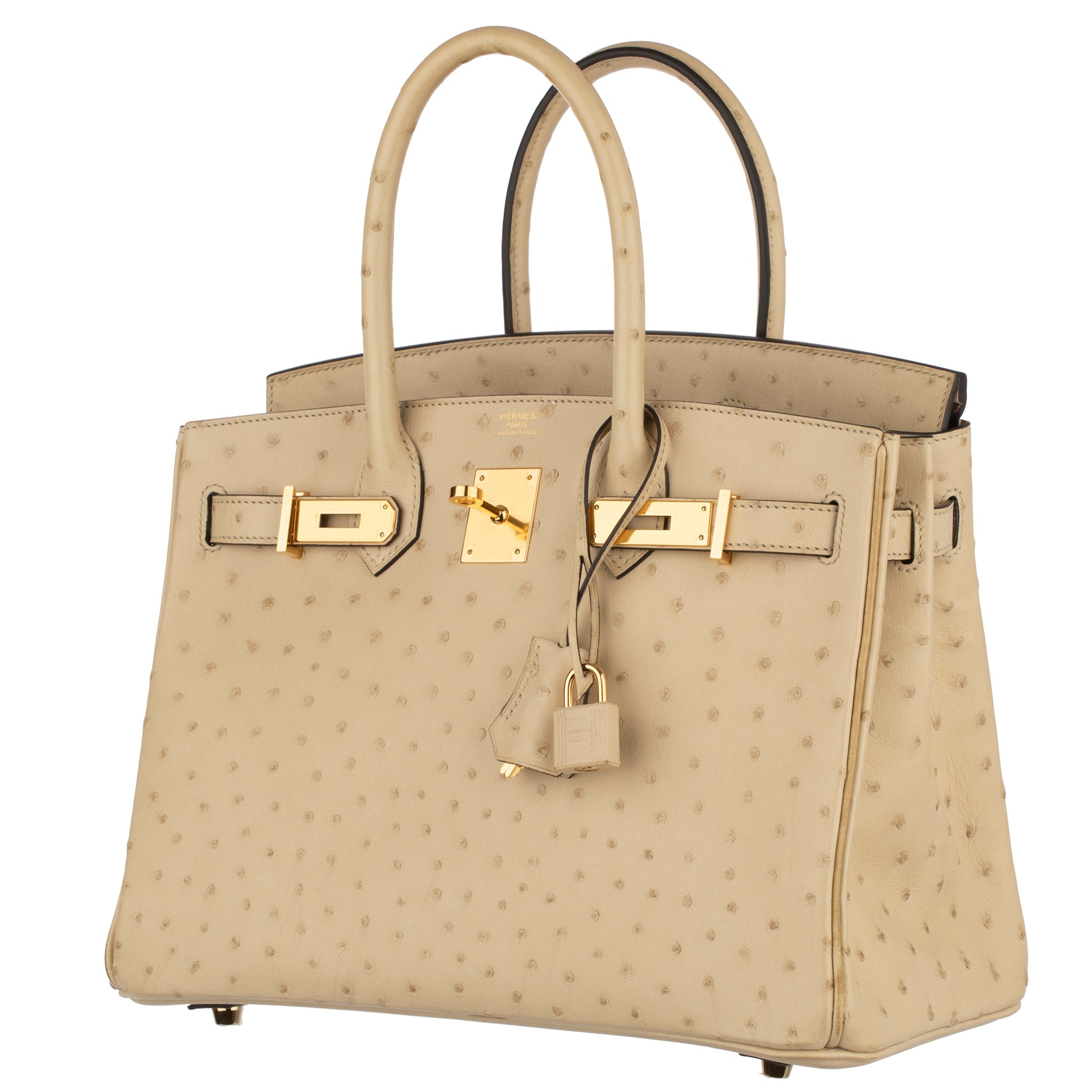 HERMES 30CM BIRKIN PARCHEMIN OSTRICH LEATHER GOLD HARDWARE - On Repeat