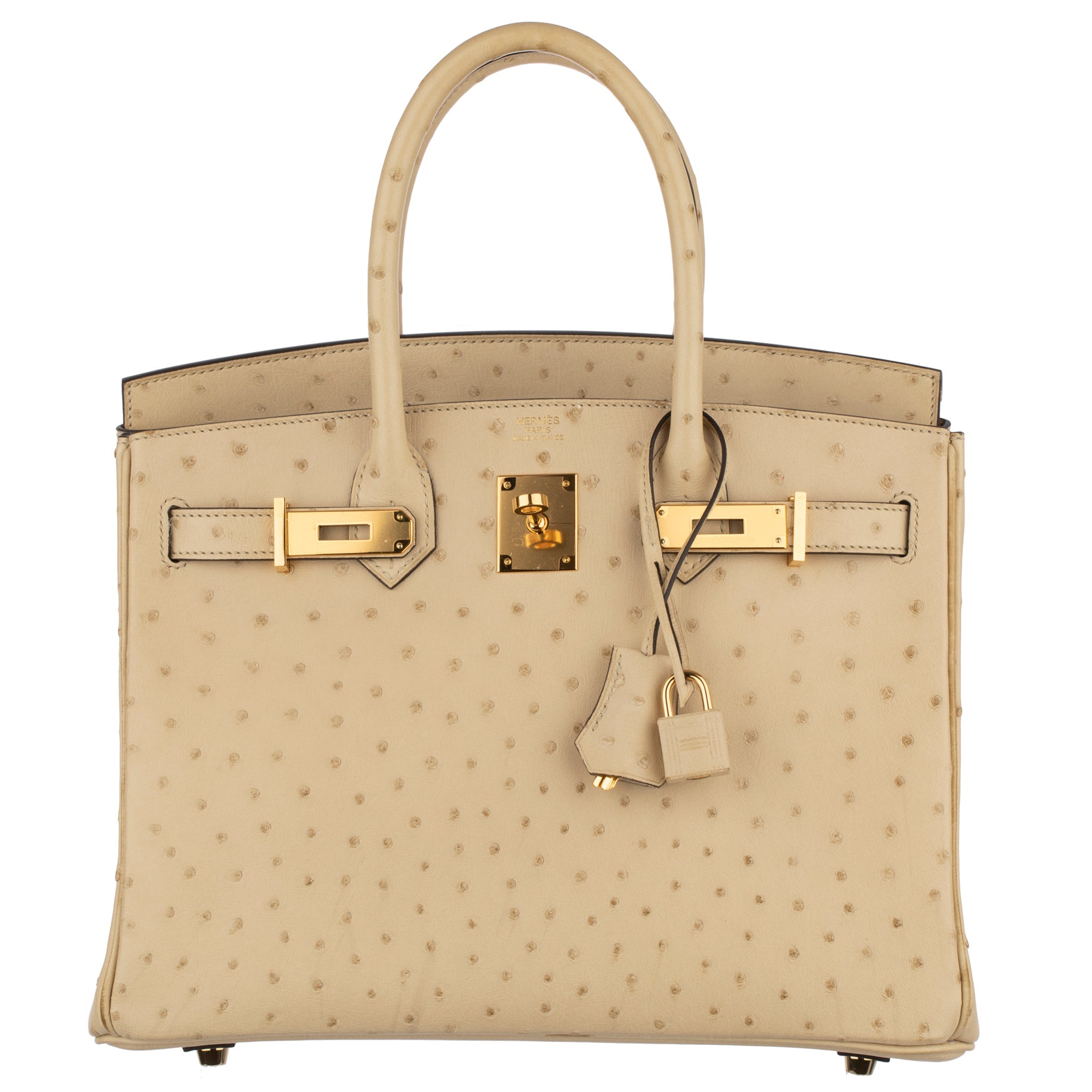 HERMES 30CM BIRKIN PARCHEMIN OSTRICH LEATHER GOLD HARDWARE - On Repeat