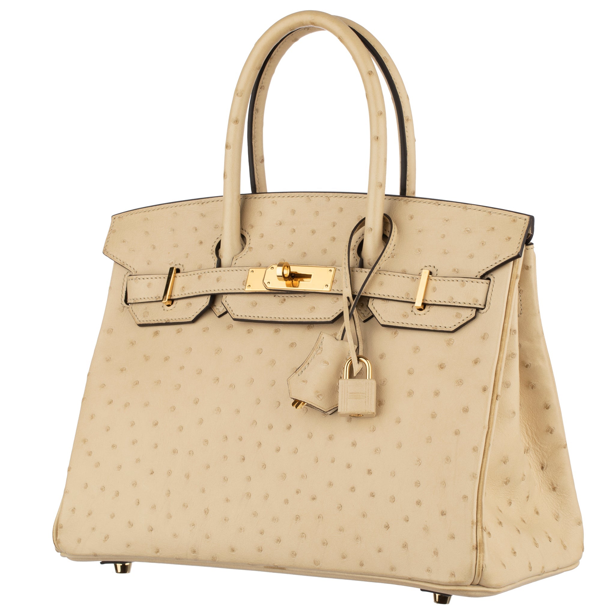 HERMES 30CM BIRKIN PARCHEMIN OSTRICH LEATHER GOLD HARDWARE - On Repeat