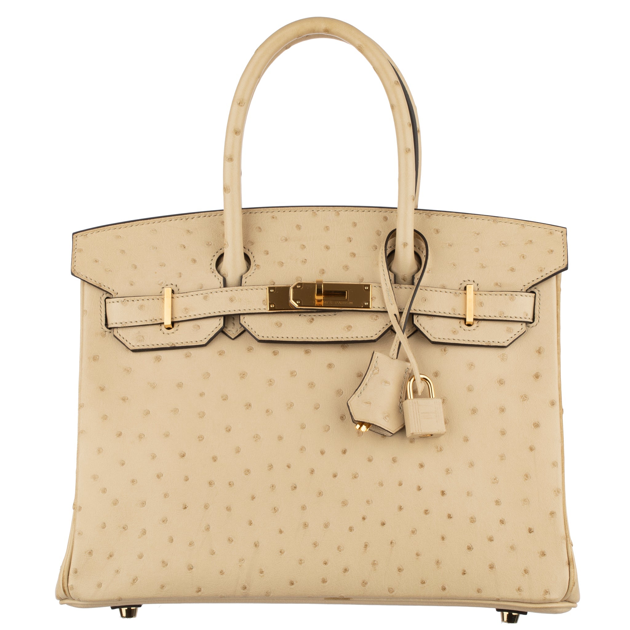 HERMES 30CM BIRKIN PARCHEMIN OSTRICH LEATHER GOLD HARDWARE - On Repeat