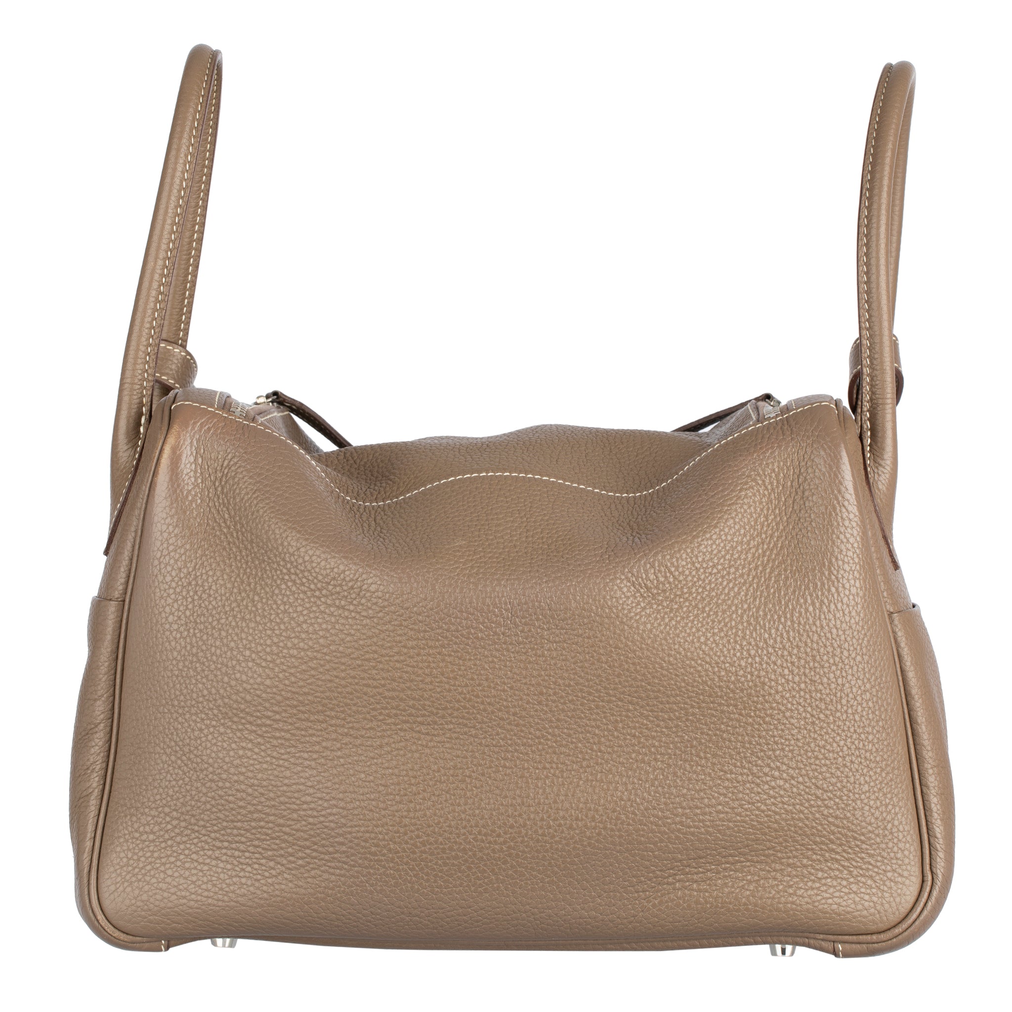 HERMES LINDY 30CM ETOUPE CLEMENCE LEATHER PALLADIUM HARDWARE - On Repeat
