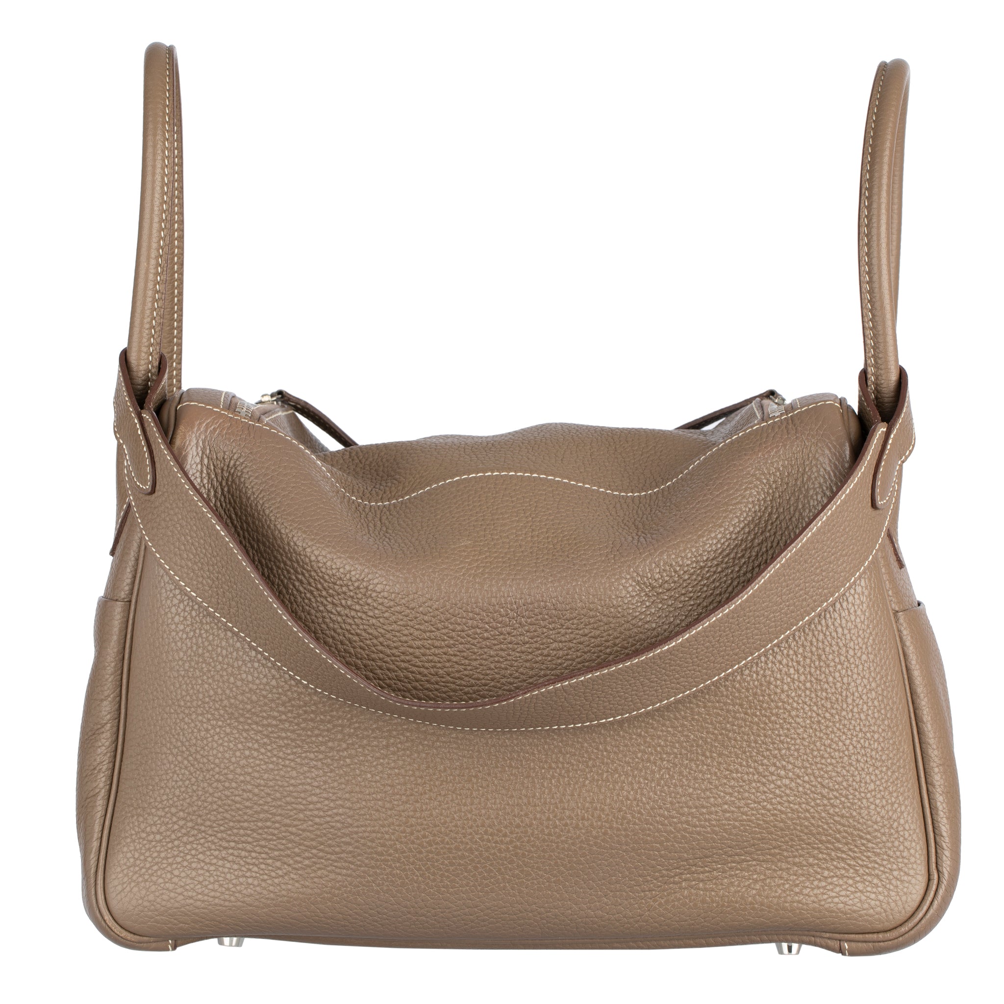 HERMES LINDY 30CM ETOUPE CLEMENCE LEATHER PALLADIUM HARDWARE - On Repeat