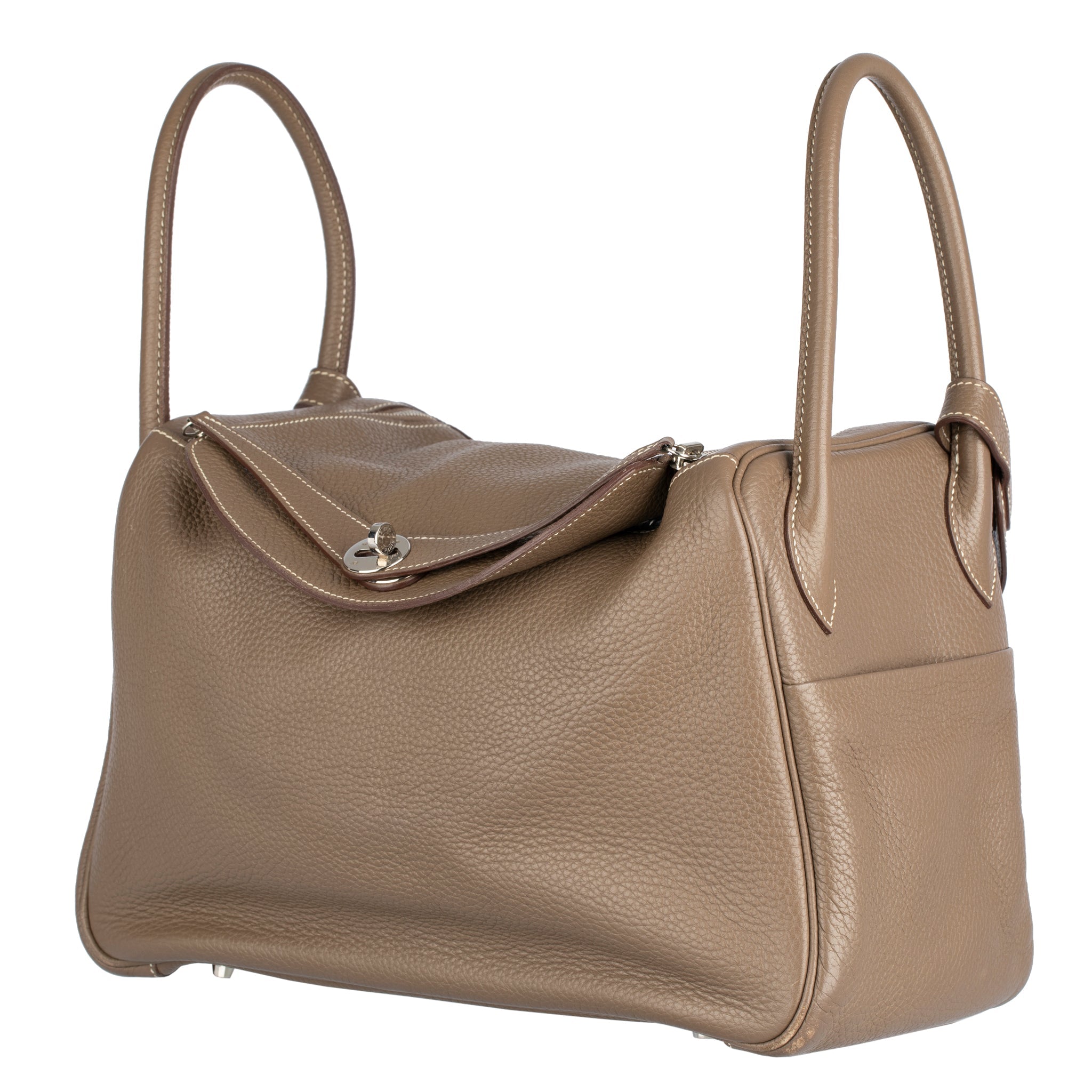 HERMES LINDY 30CM ETOUPE CLEMENCE LEATHER PALLADIUM HARDWARE - On Repeat