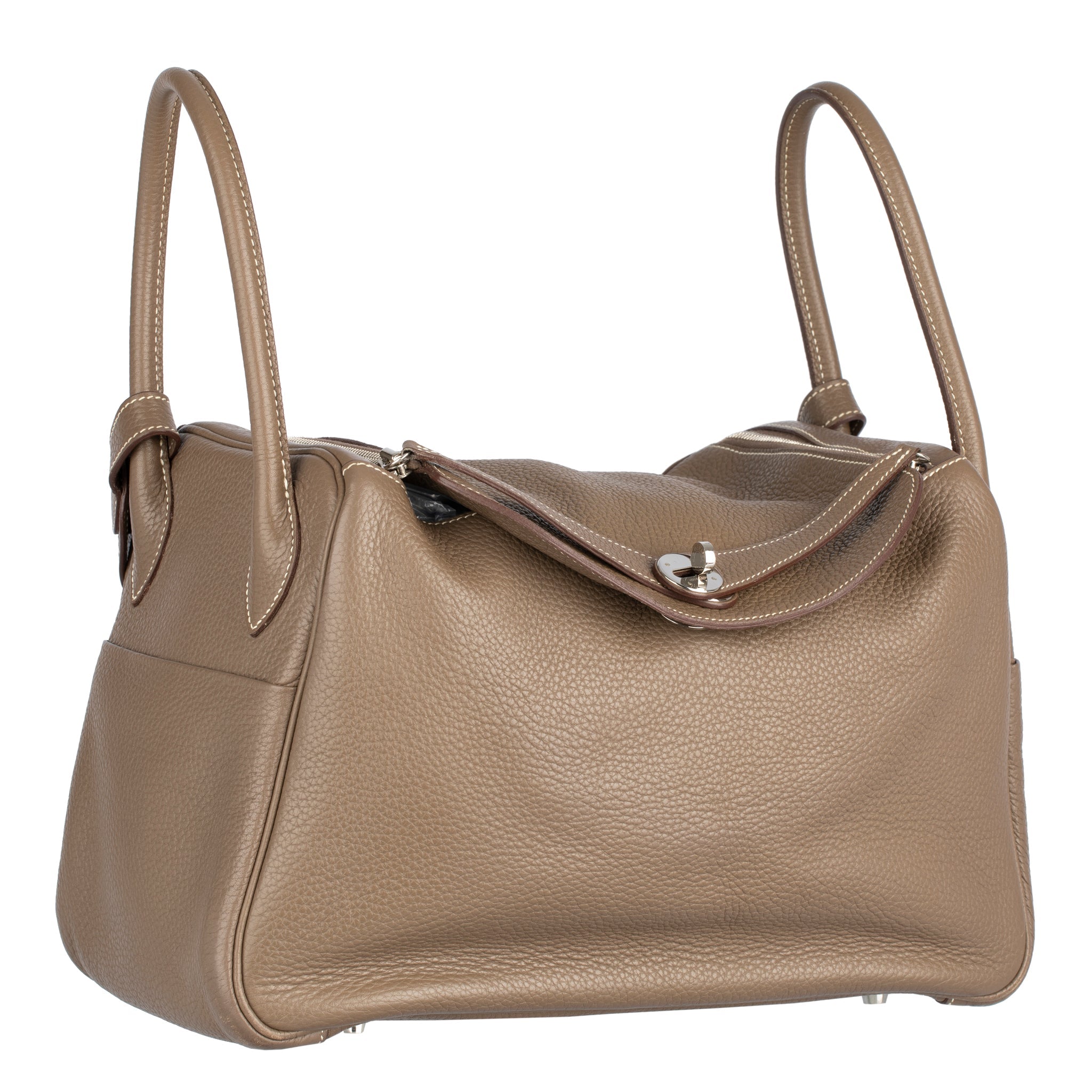 HERMES LINDY 30CM ETOUPE CLEMENCE LEATHER PALLADIUM HARDWARE - On Repeat