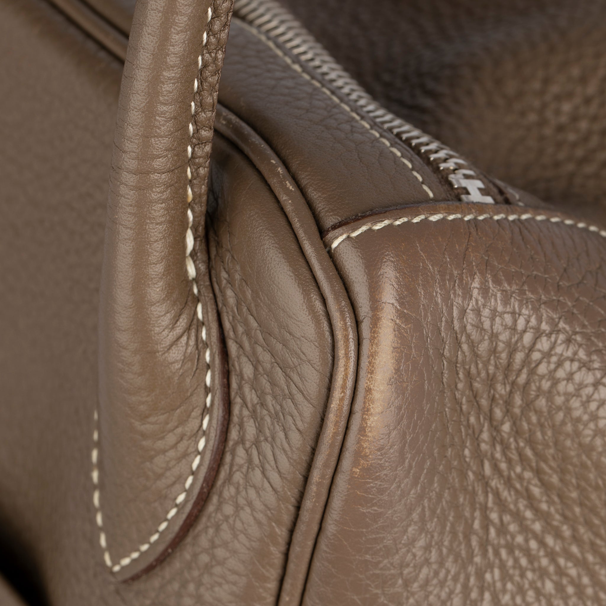 HERMES LINDY 30CM ETOUPE CLEMENCE LEATHER PALLADIUM HARDWARE - On Repeat