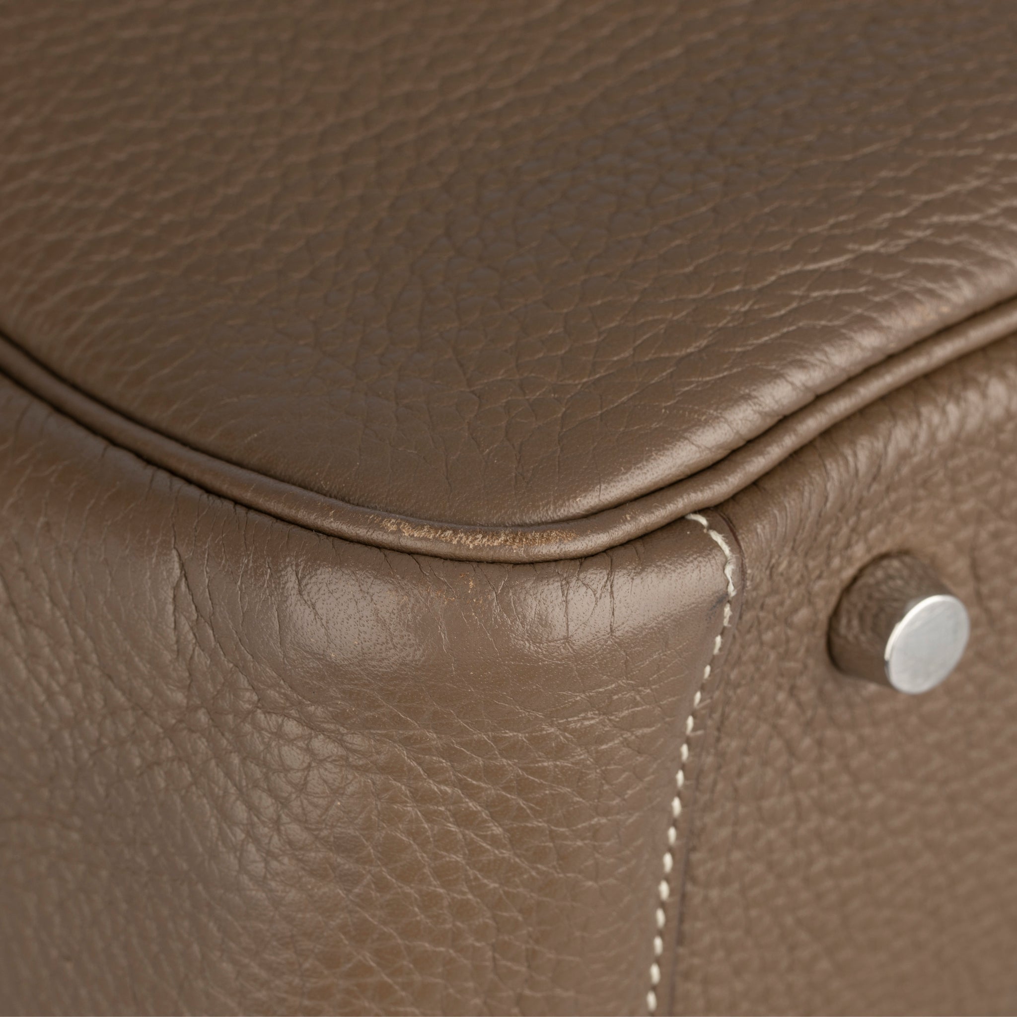 HERMES LINDY 30CM ETOUPE CLEMENCE LEATHER PALLADIUM HARDWARE - On Repeat