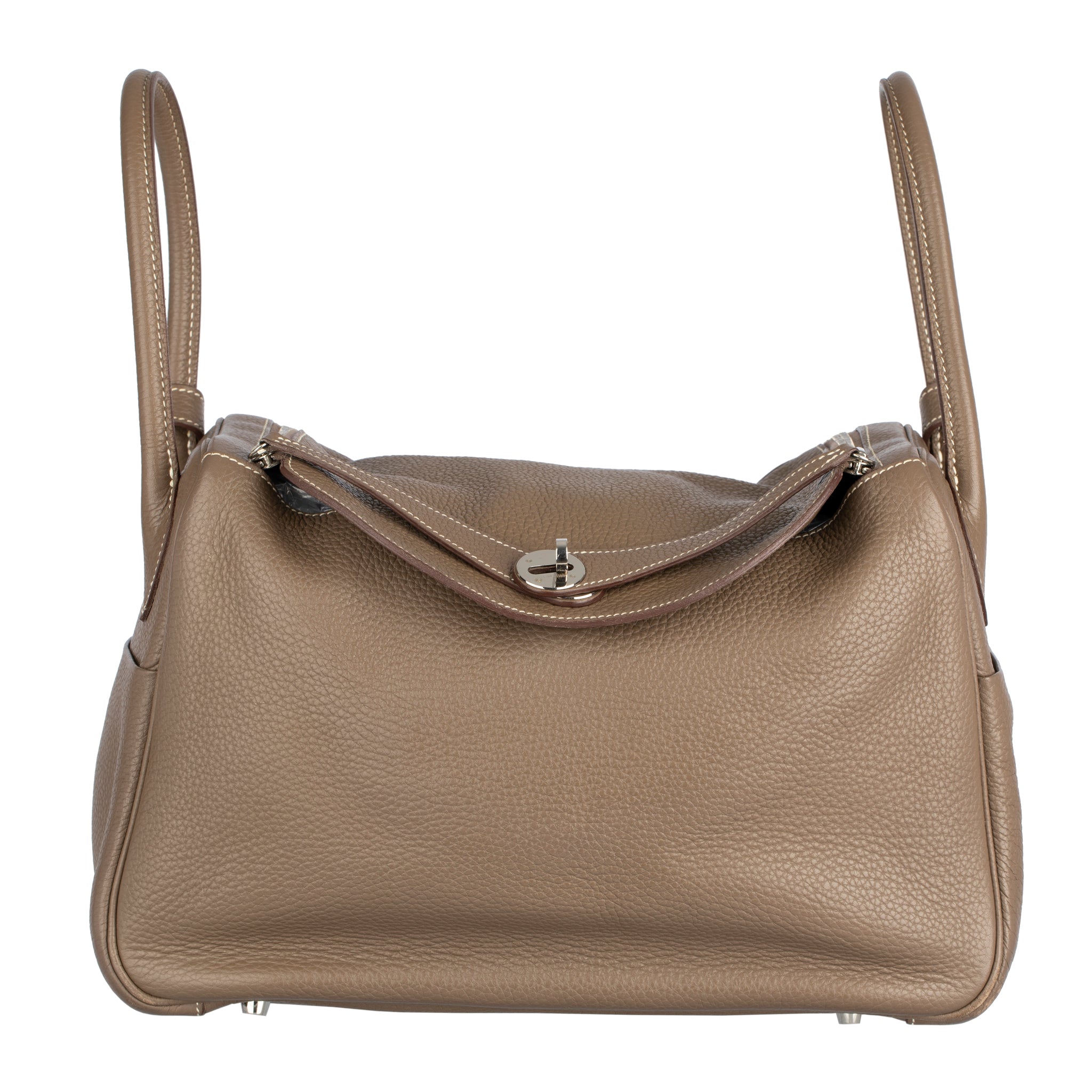 HERMES LINDY 30CM ETOUPE CLEMENCE LEATHER PALLADIUM HARDWARE - On Repeat