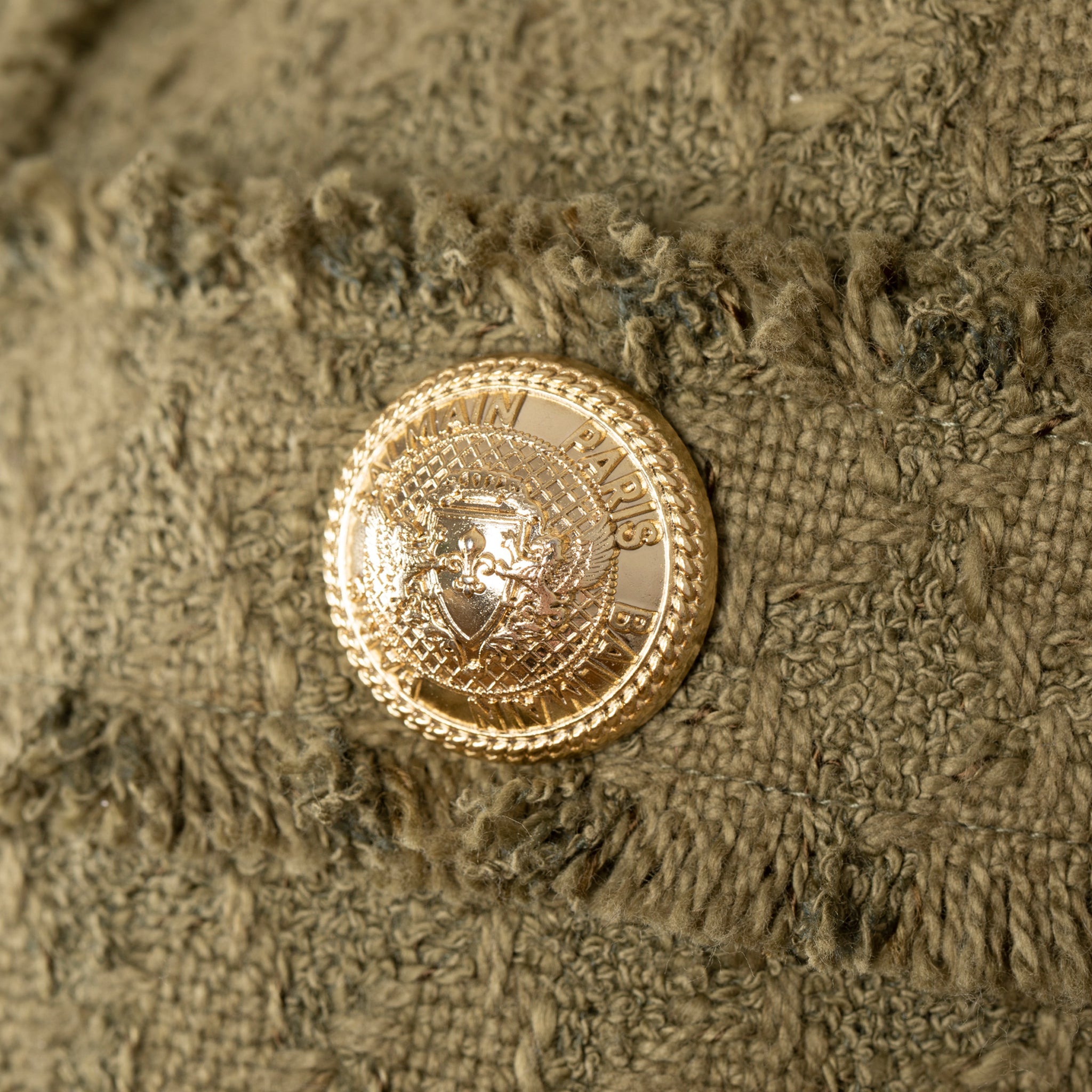 BALMAIN WOMENS TWEED FOUR BUTTON BLAZER KHAKI 38 FR - On Repeat