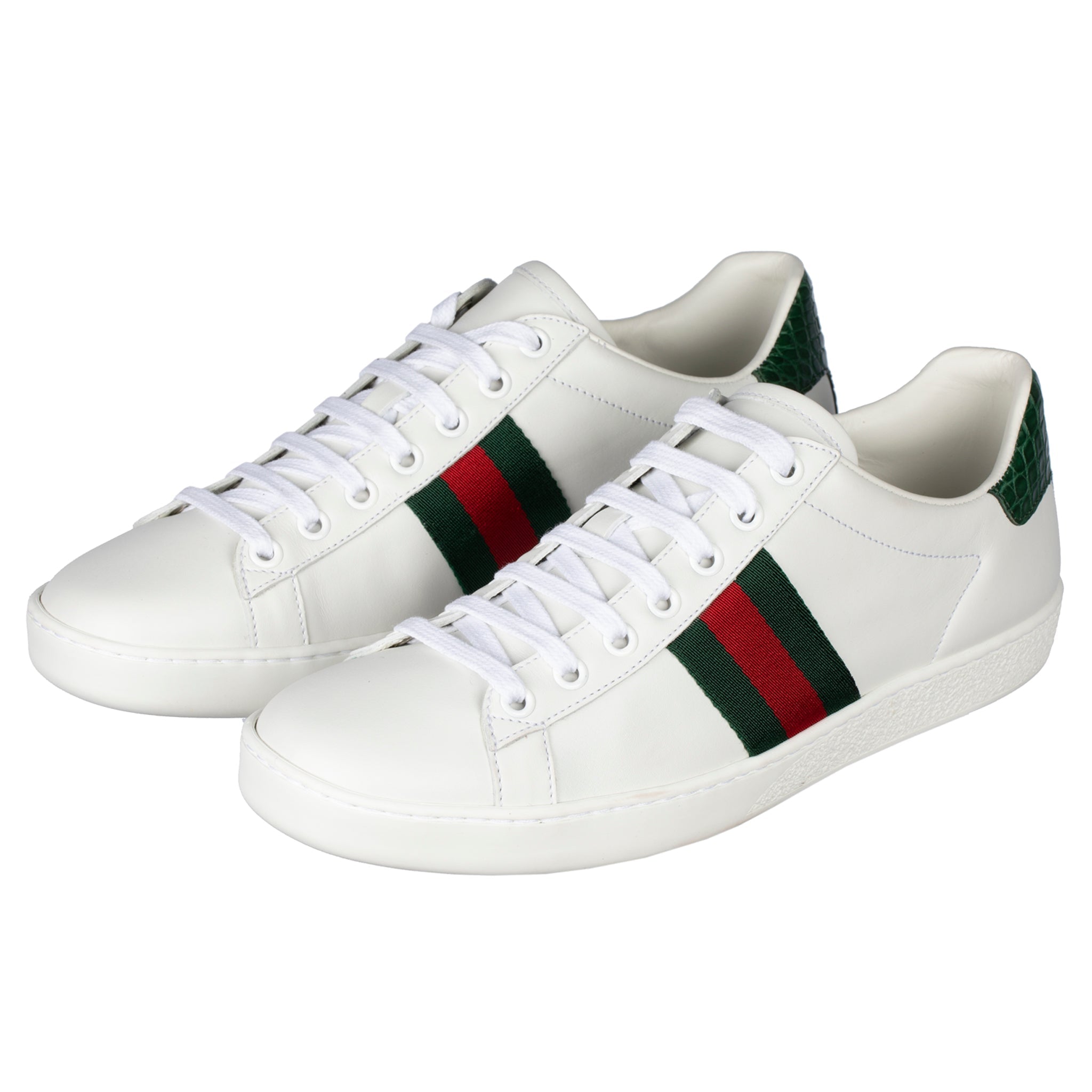 GUCCI ACE SNEAKER WHITE GREEN & RED STRIPE 38 IT - On Repeat