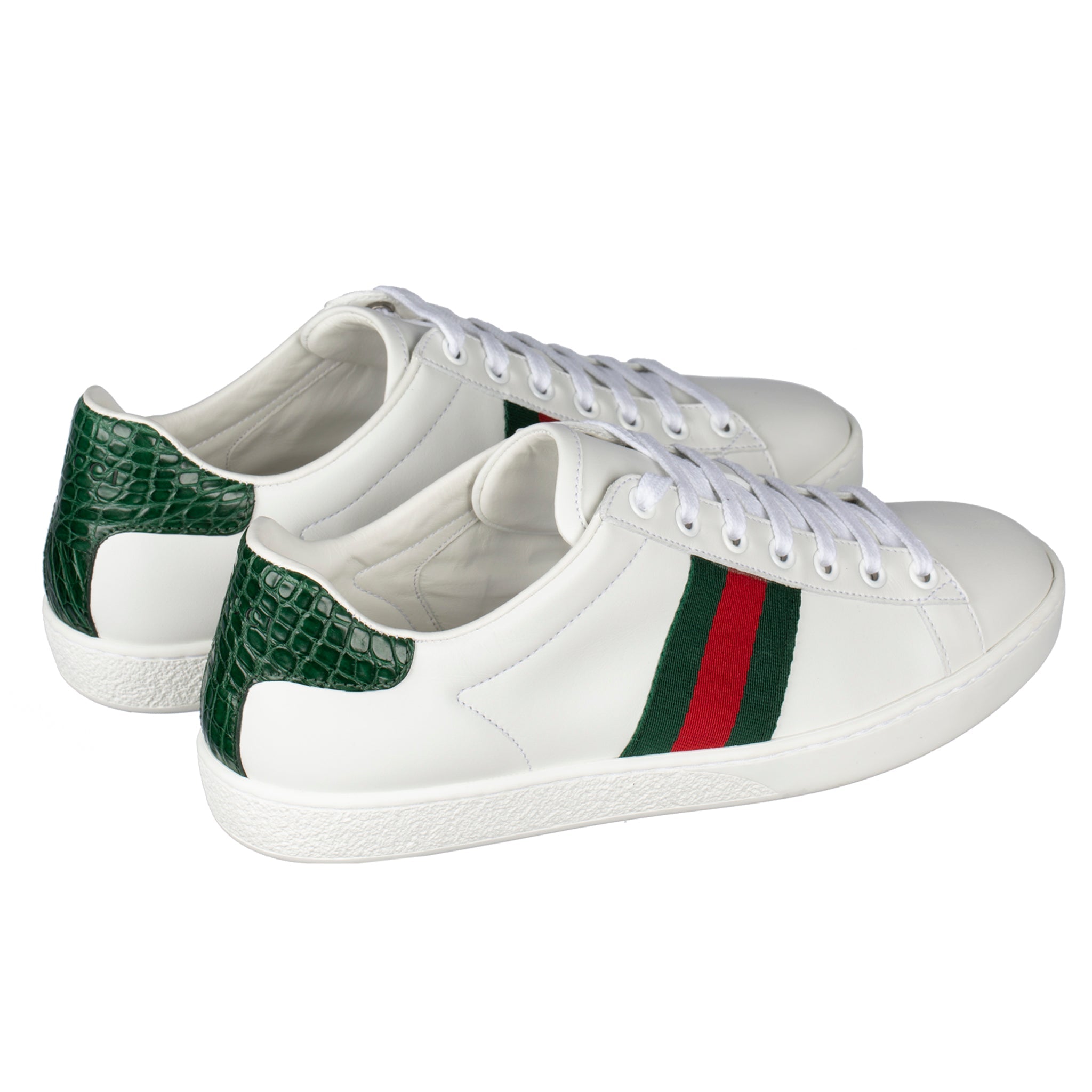 GUCCI ACE SNEAKER WHITE GREEN & RED STRIPE 38 IT - On Repeat