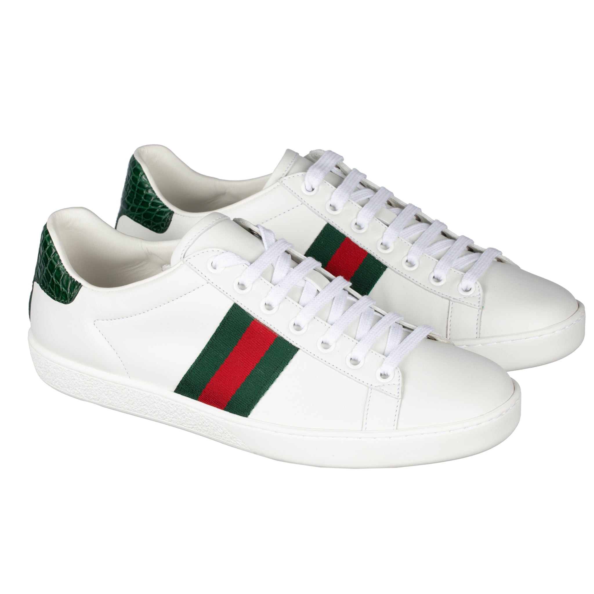 GUCCI ACE SNEAKER WHITE GREEN & RED STRIPE 38 IT - On Repeat