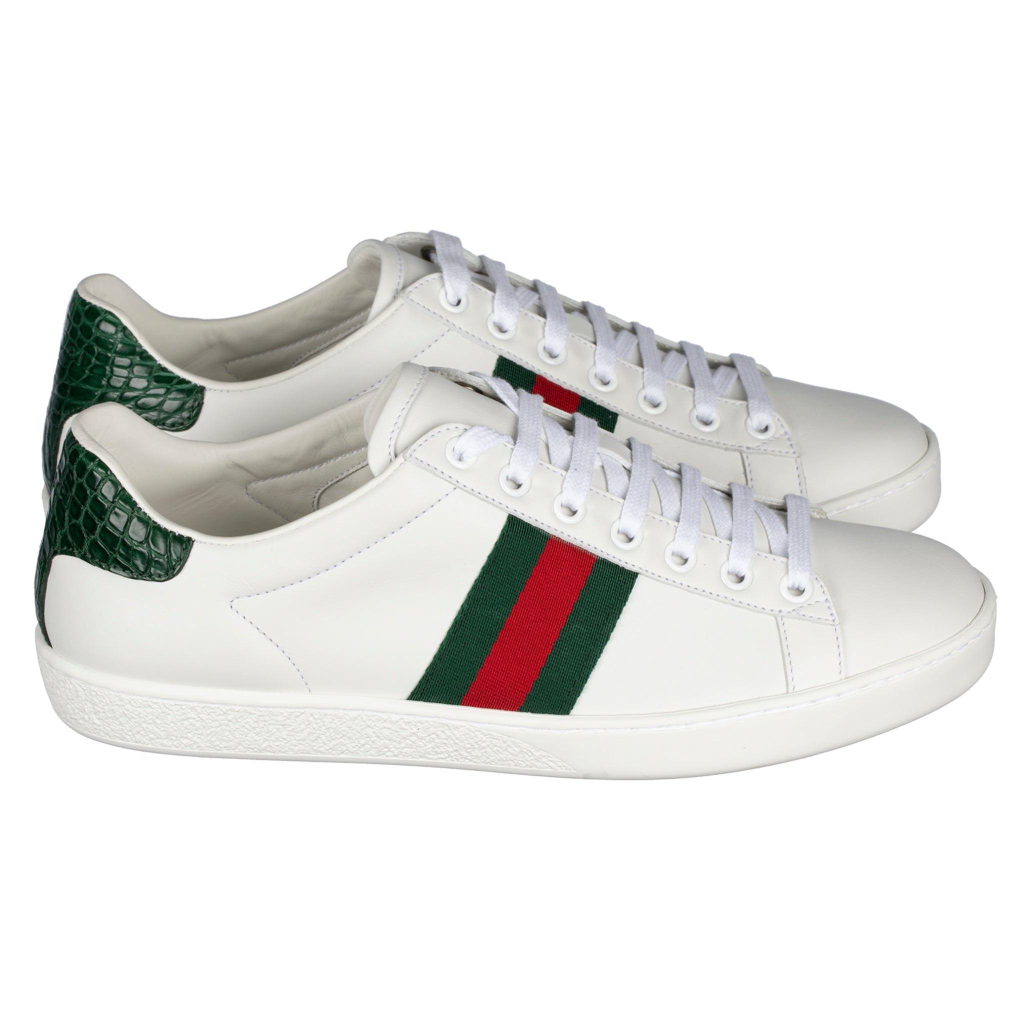 GUCCI ACE SNEAKER WHITE GREEN & RED STRIPE 38 IT - On Repeat