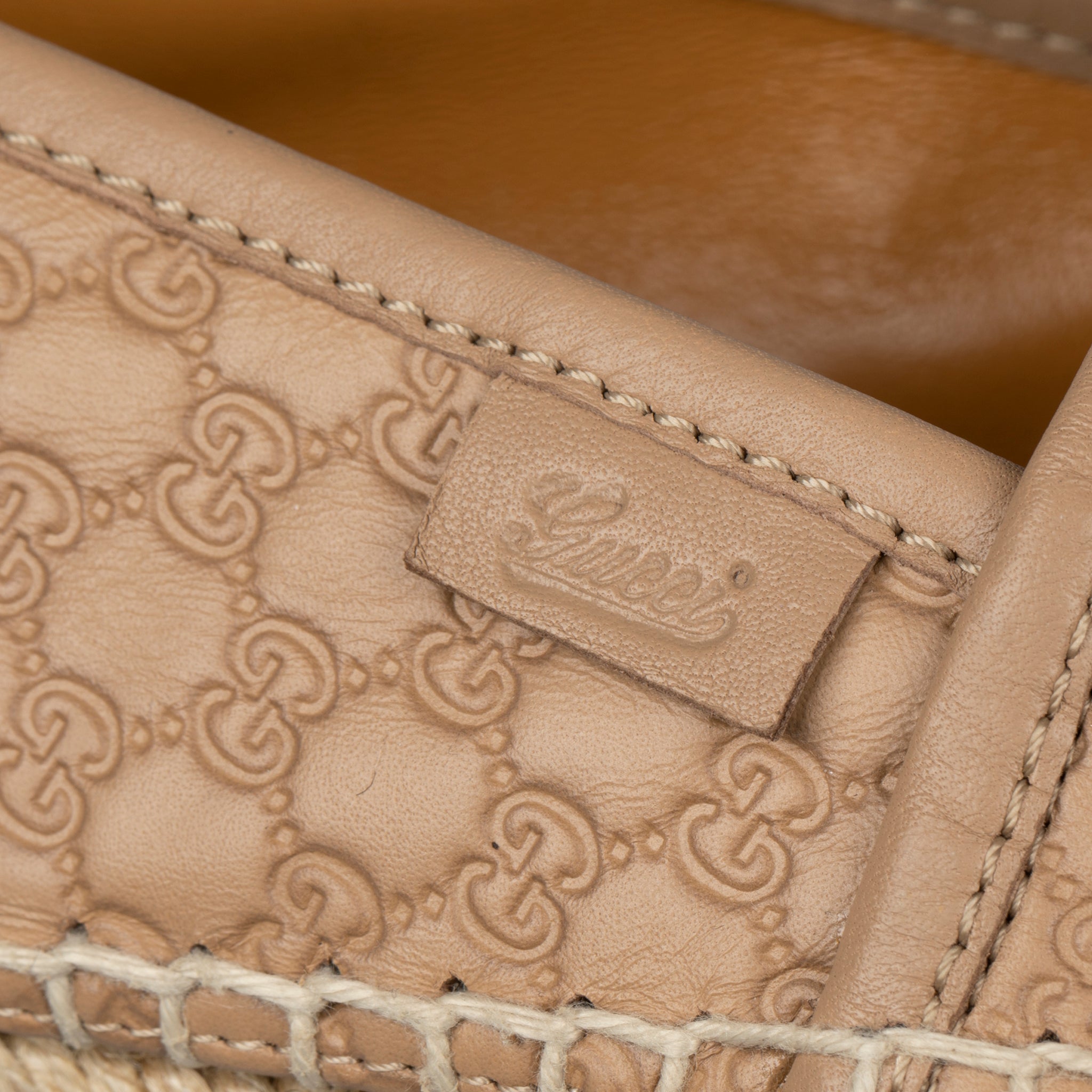 GUCCI MONOGRAM LEATHER ESPADRILLE TAN 38 IT - On Repeat