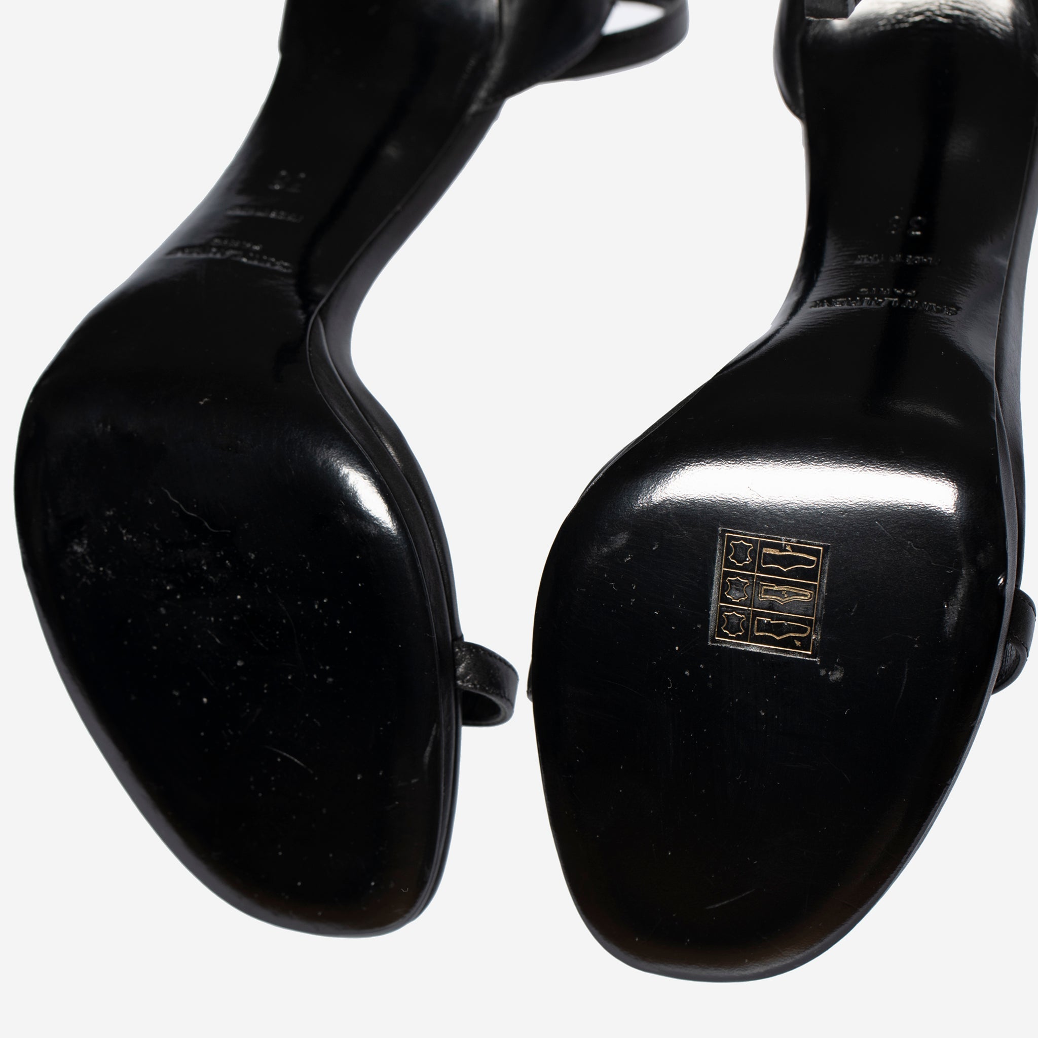 SAINT LAURENT OPEN TOE PUMPS BLACK LEATHER 38 FR - On Repeat