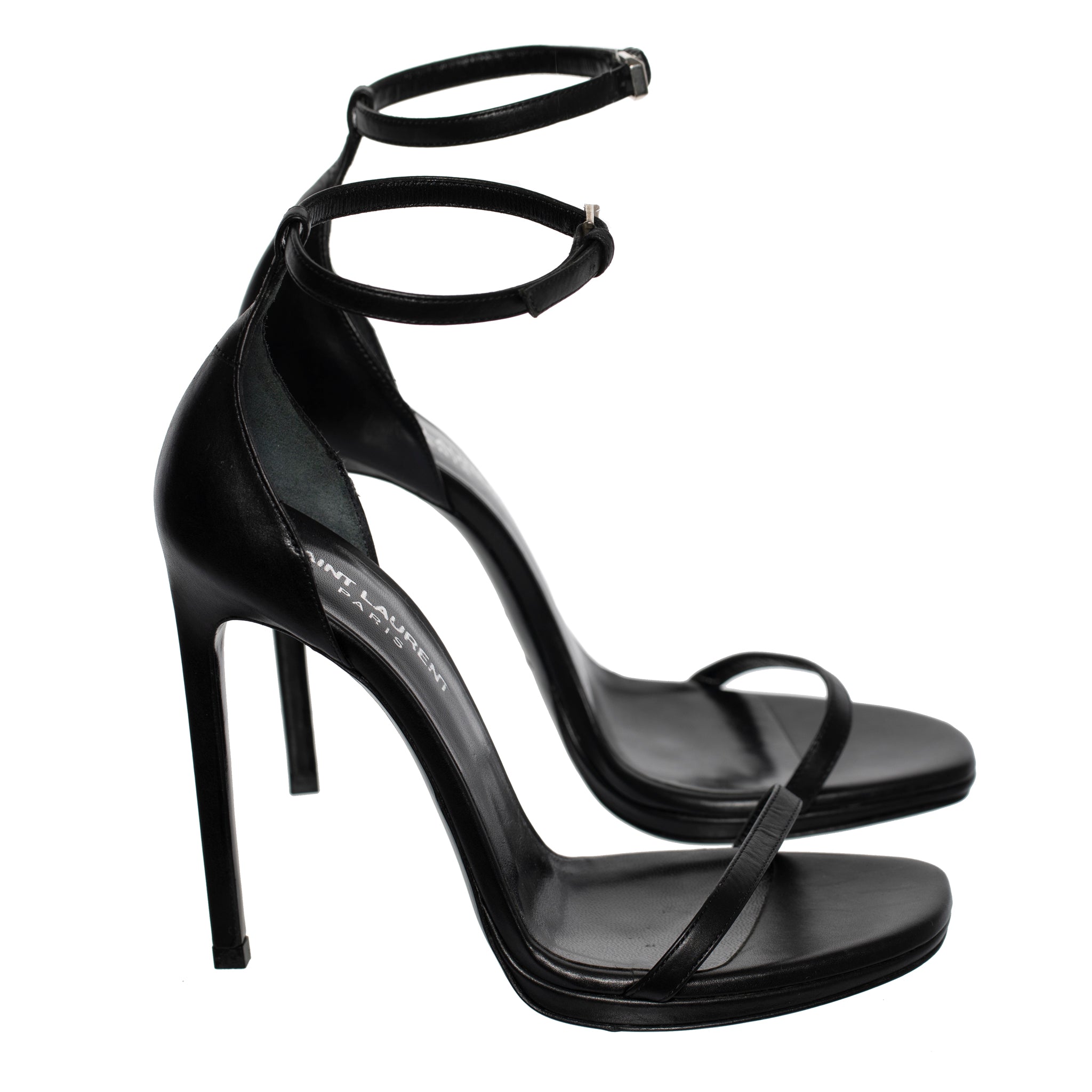 SAINT LAURENT OPEN TOE PUMPS BLACK LEATHER 38 FR - On Repeat