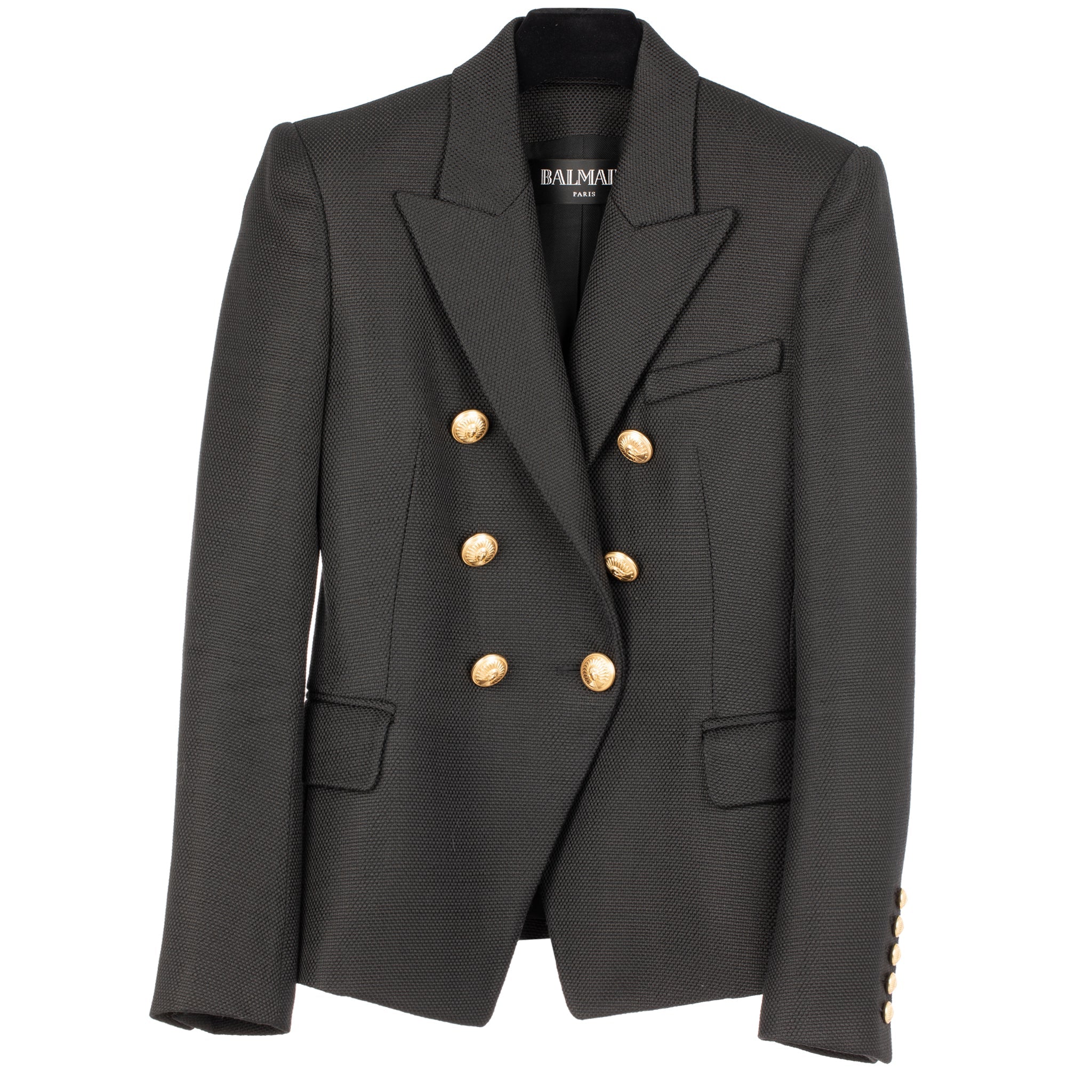 Balmain Womens Six Button Blazer Black 40 Fr - On Repeat
