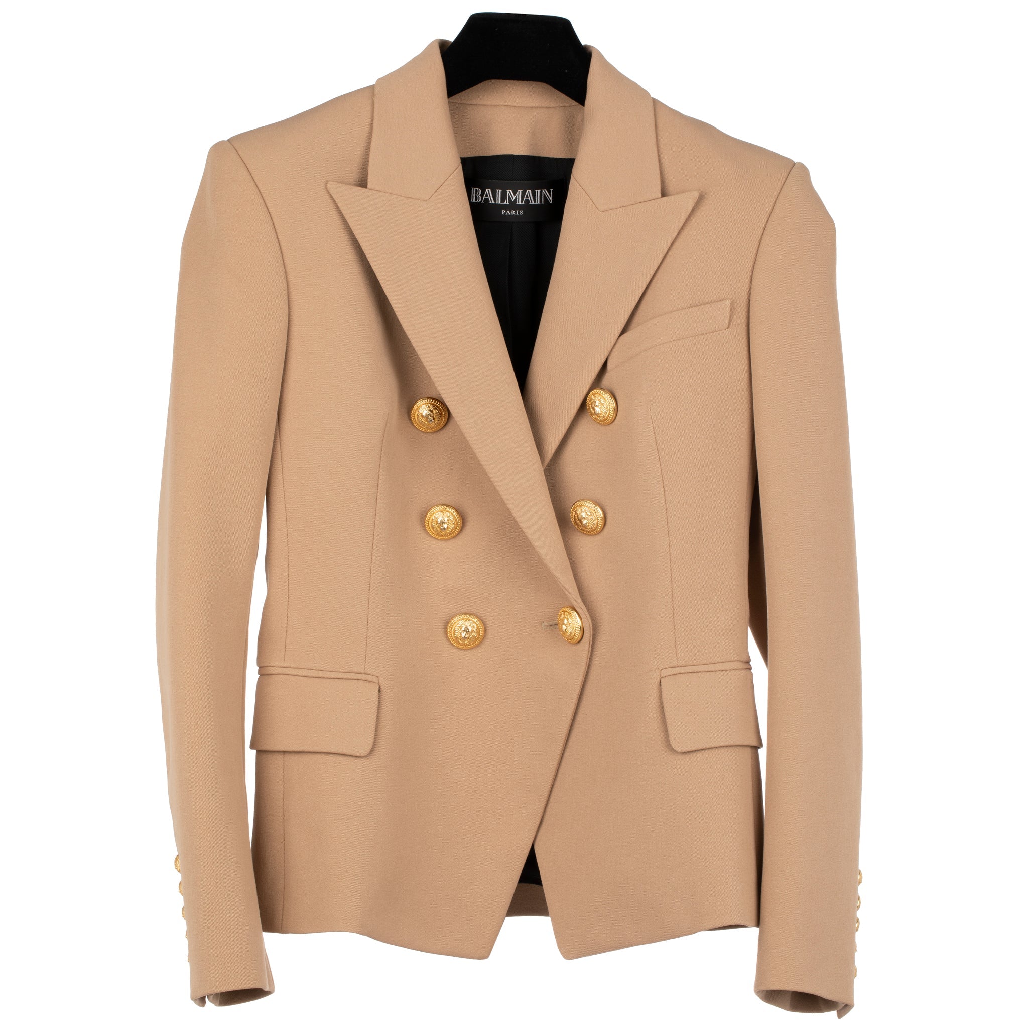 Balmain Womens Six Button Blazer Camel 40 Fr - On Repeat