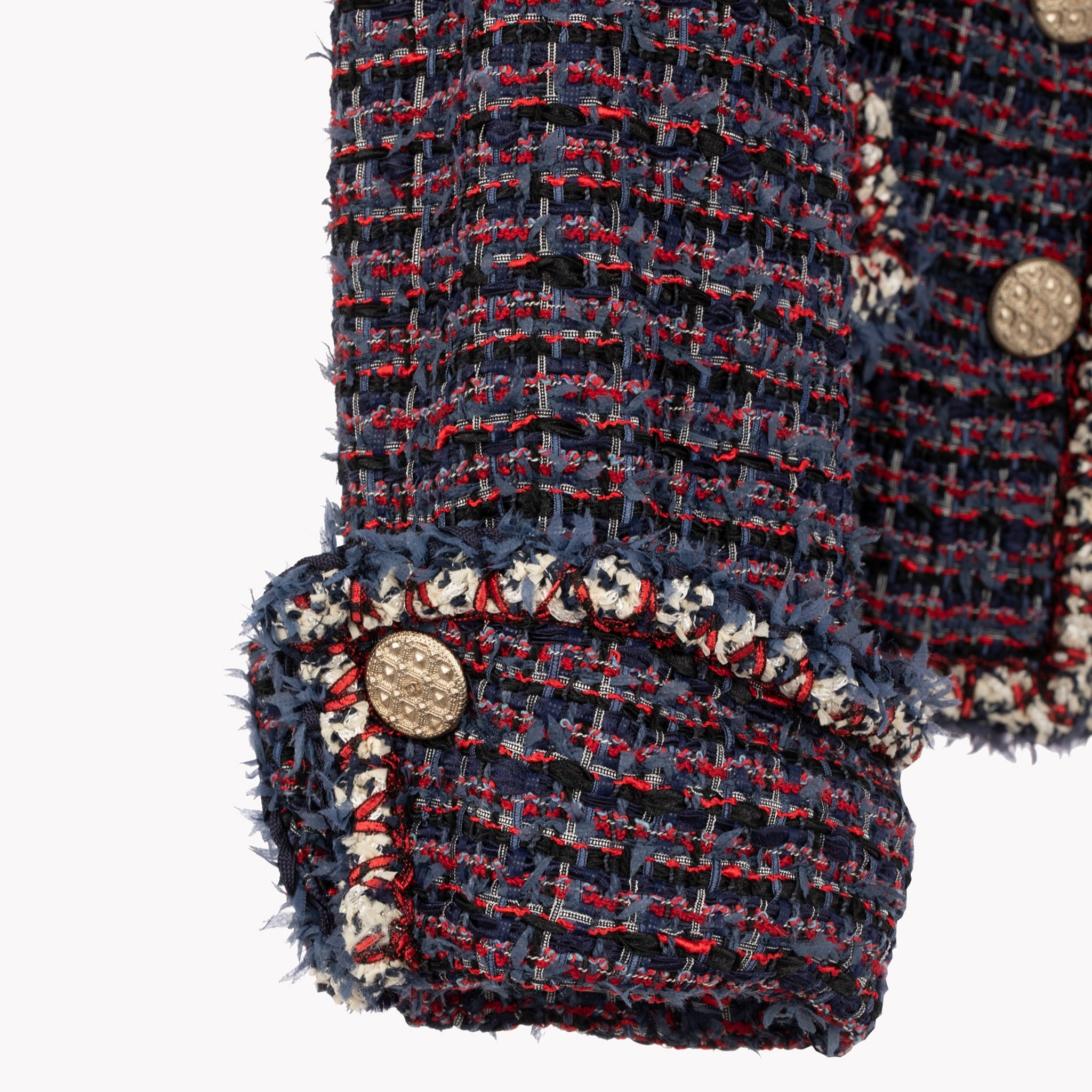Chanel Red, Navy & Ivory Tweed Jacket 38 Fr - On Repeat
